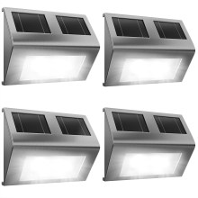 LED Solar-Wandleuchte 4er-Set Edelstahl LED Solar-Wandleuchte 4er-Set Edelstahl