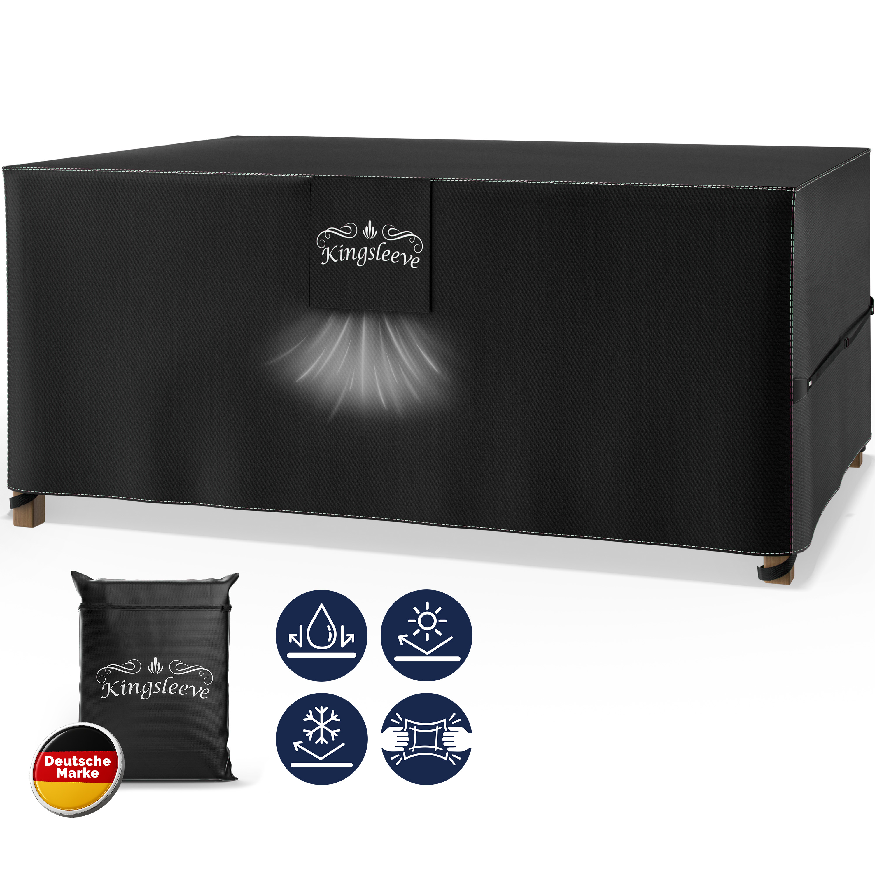 Abdeckplane Sitzgruppe Anthrazit 180x120x74cm 9100mm Wassersäule – Bild 2