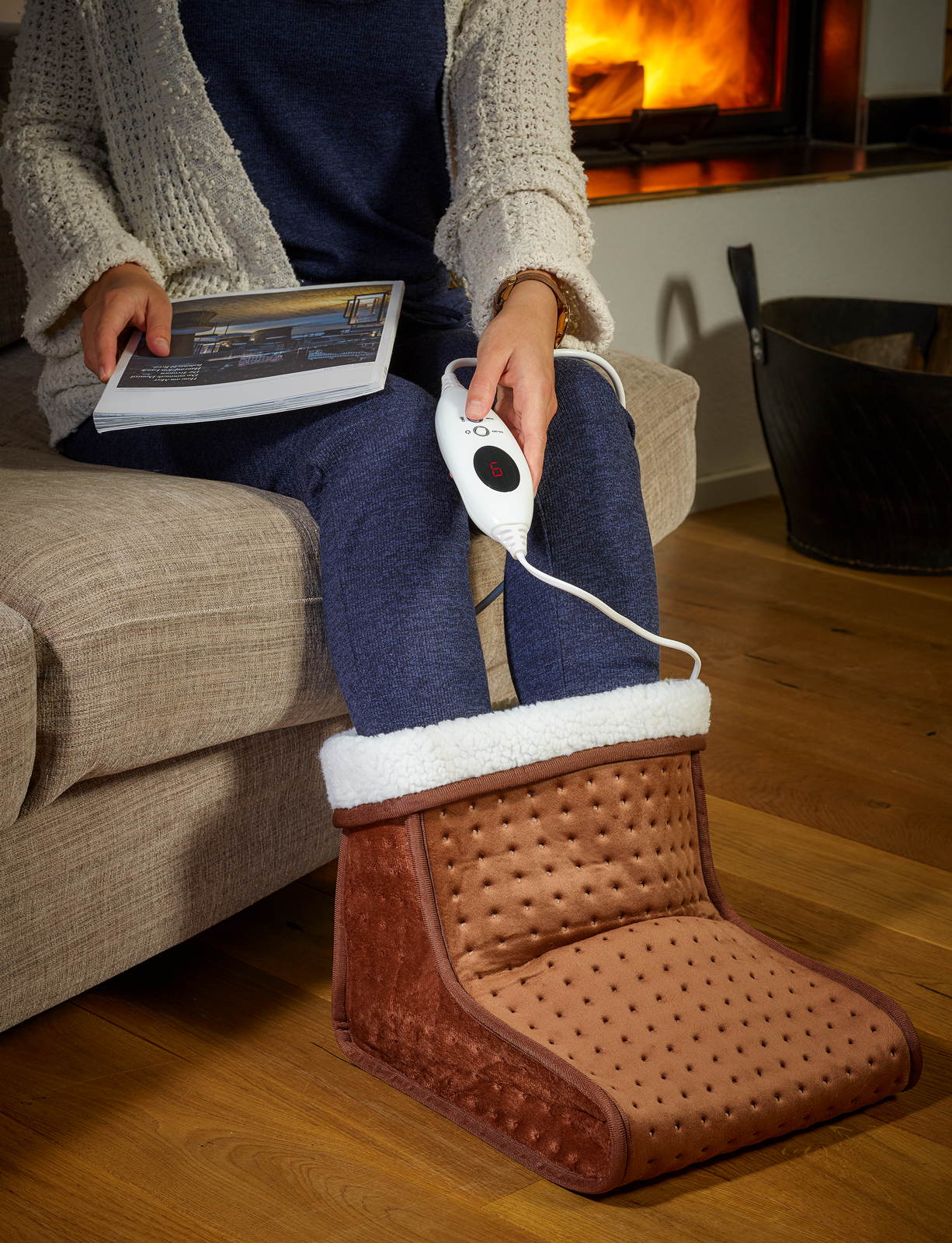Elektrischer Fußwärmer Braun 6 Heizstufen 100W – Bild 2