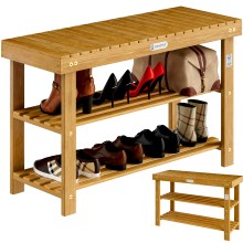 Schuhregal 2in1 Akazienholz FSC®-zertifiziert 90x33x46cm Schuhregal 2in1 Akazienholz FSC®-zertifiziert 90x33x46cm