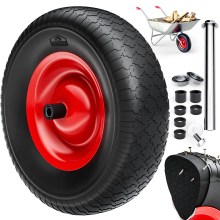 Schubkarrenrad Schwarz pannensicher PU-Schaum 200kg Kugellager inkl Achse Schubkarrenrad Schwarz pannensicher PU-Schaum 200kg Kugellager inkl Achse