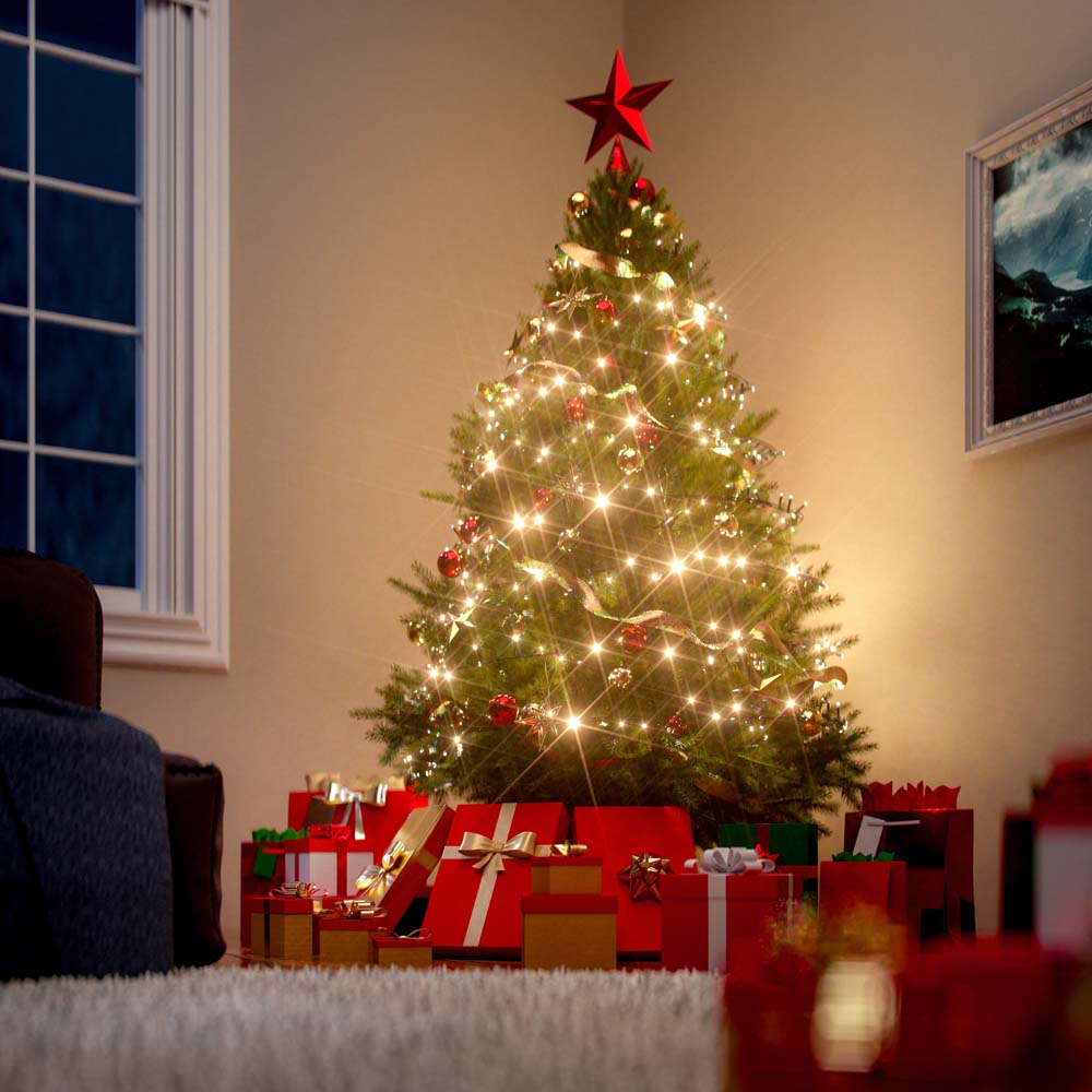 Künstlicher Weihnachtsbaum 150cm mit Lichterkette und Metallfuß PVC – Bild 2