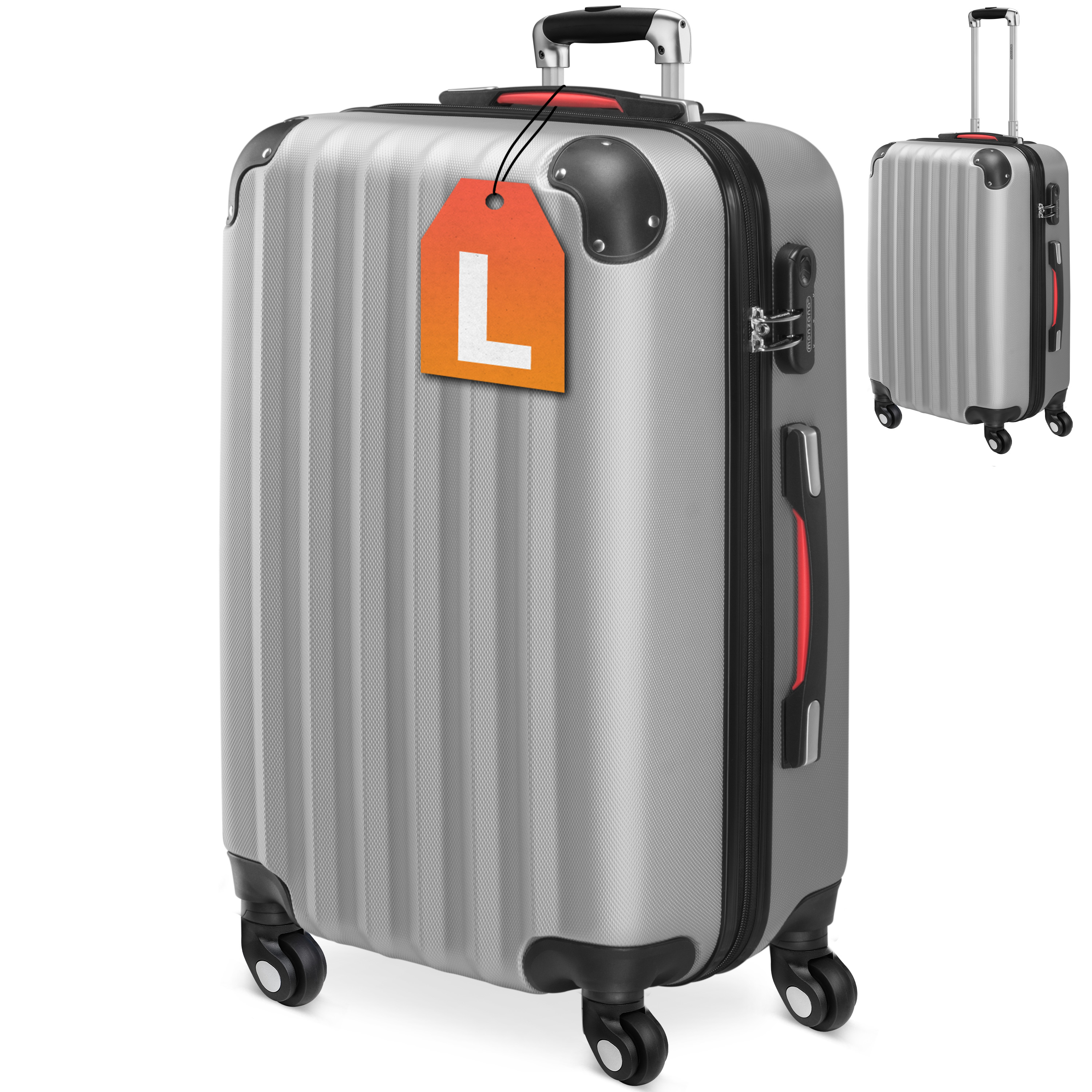 Hartschalenkoffer L Rollen 360º Reisekoffer 62L Silber ABS – Bild 2