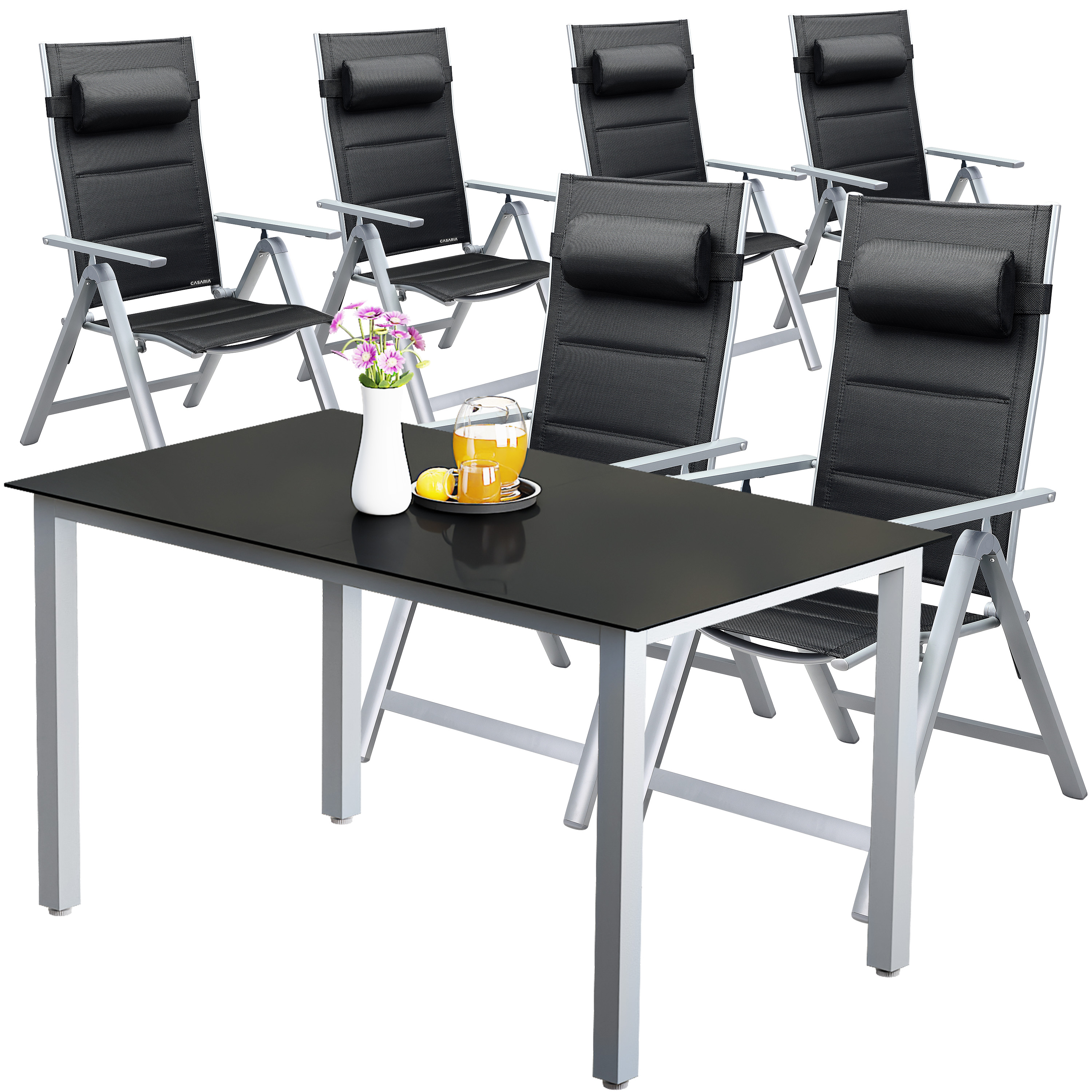 Garten-Sitzgruppe Bern Premium 7-tlg Silber Alu Garten-Sitzgruppe Bern Premium 7-tlg Silber Alu