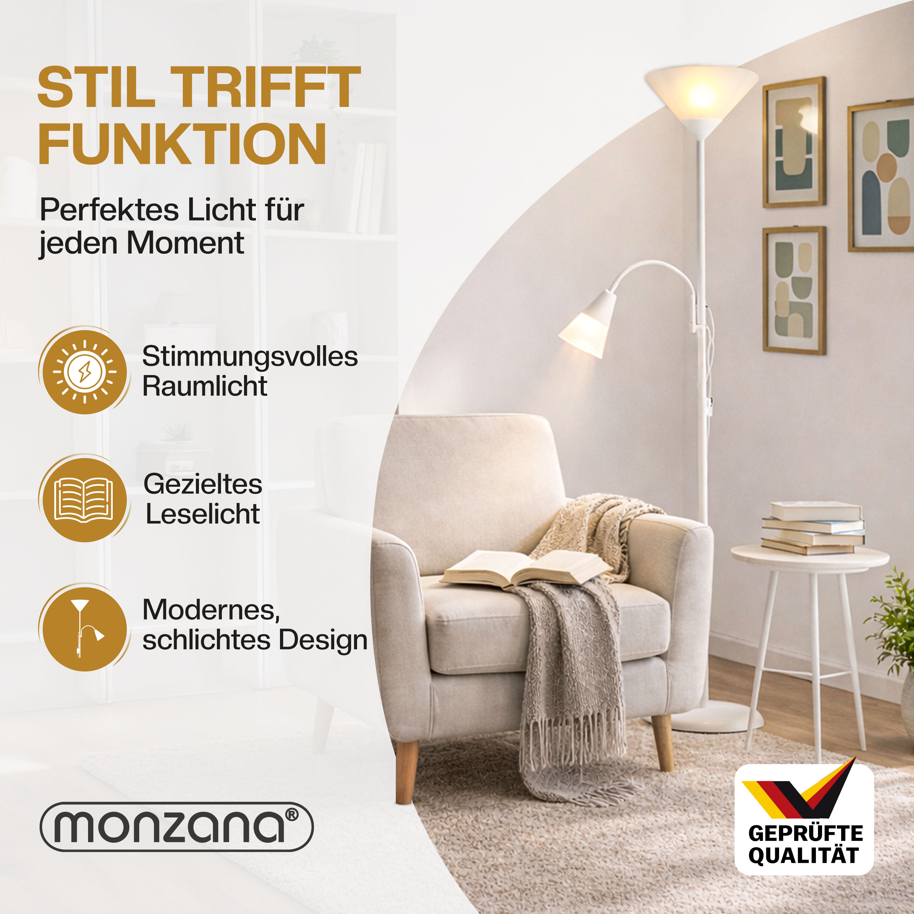 Stehlampe Alissa Weiß 175x28cm – Bild 2