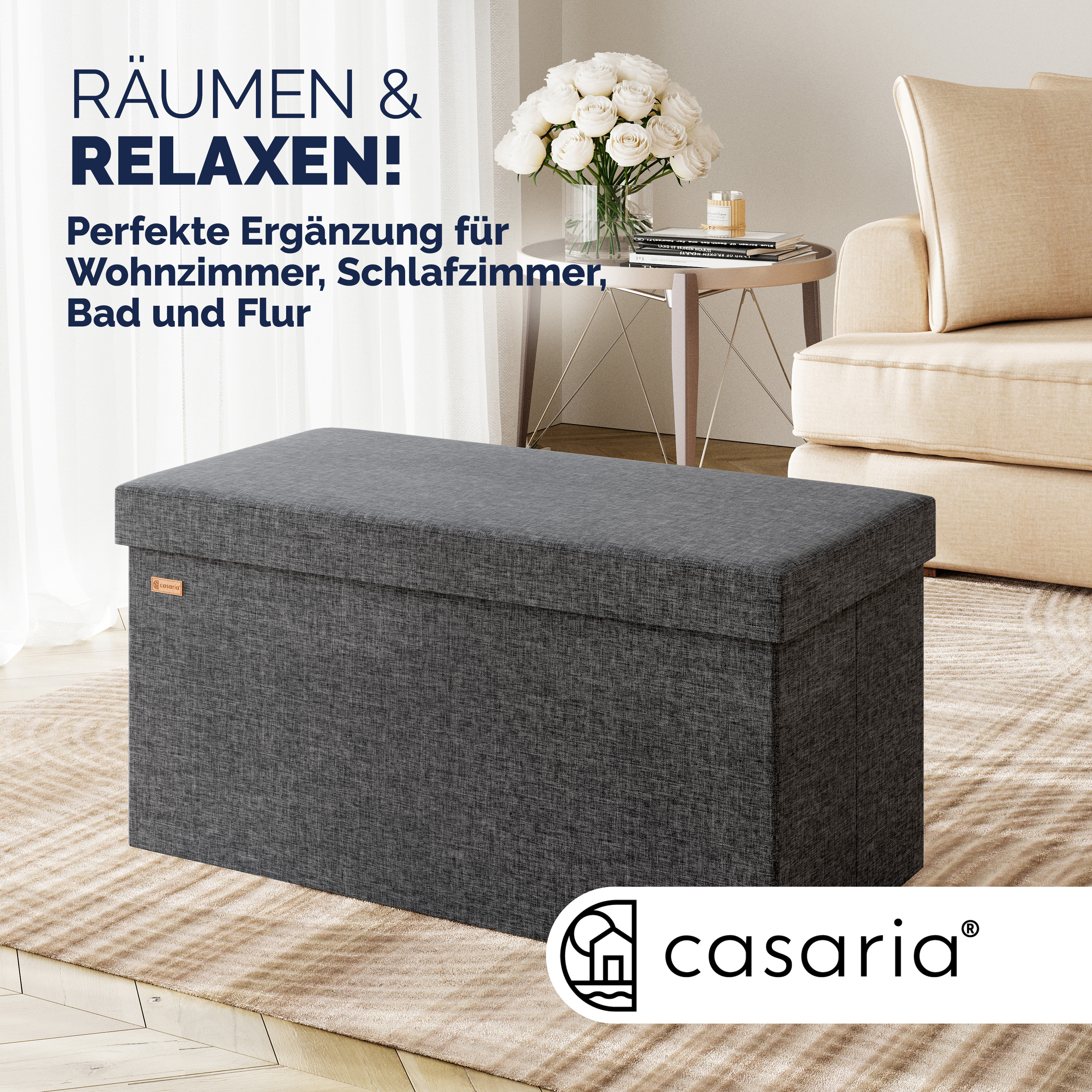 Sitzbank Dunkelgrau 80x40x40cm MDF faltbar – Bild 2