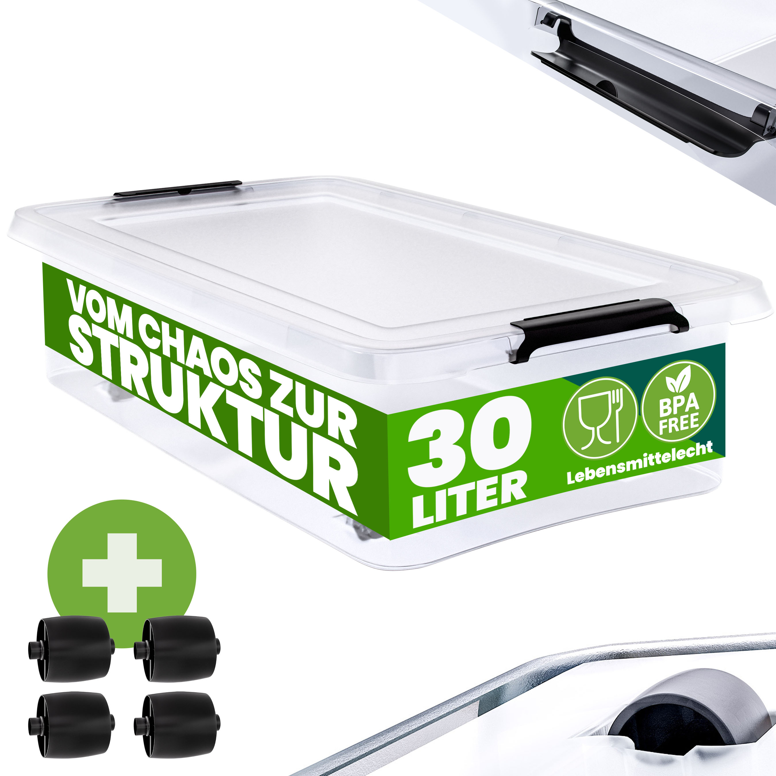 Aufbewahrungsbox Transparent 60x40x17cm 30L stapelbar – Bild 2