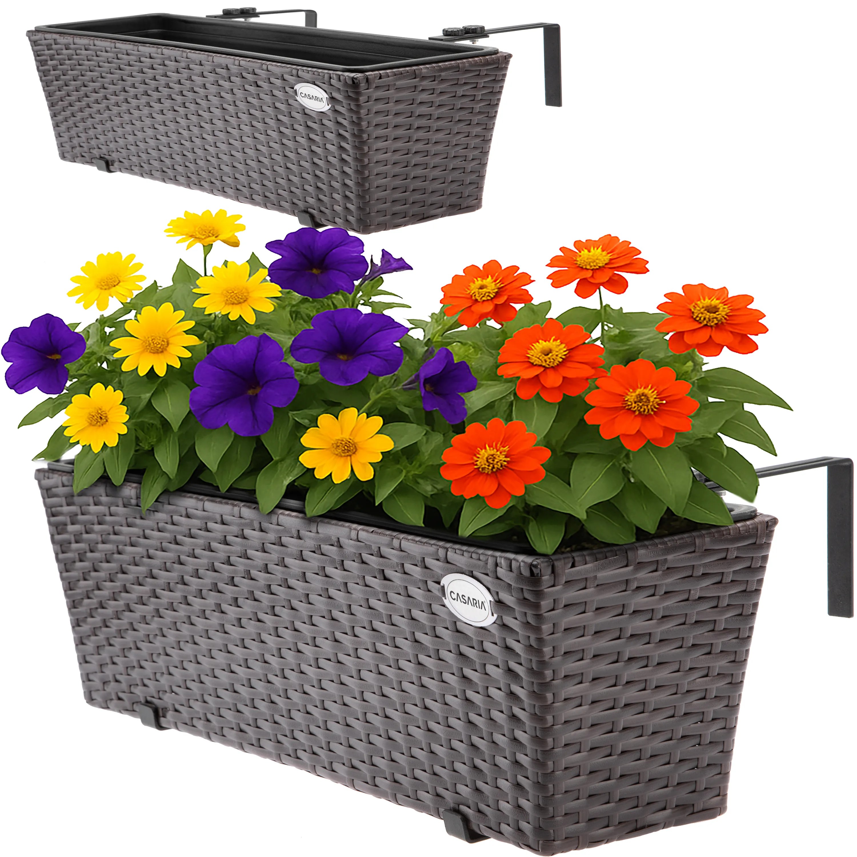 Polyrattan Blumenkasten 2er-Set Braun Polyrattan Blumenkasten 2er-Set Braun