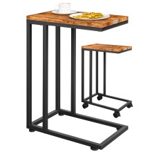 Beistelltisch Schwarz unterfahrbar 50x35x65/70cm mobil Rollen mit Bremse Beistelltisch Schwarz unterfahrbar 50x35x65/70cm mobil Rollen mit Bremse