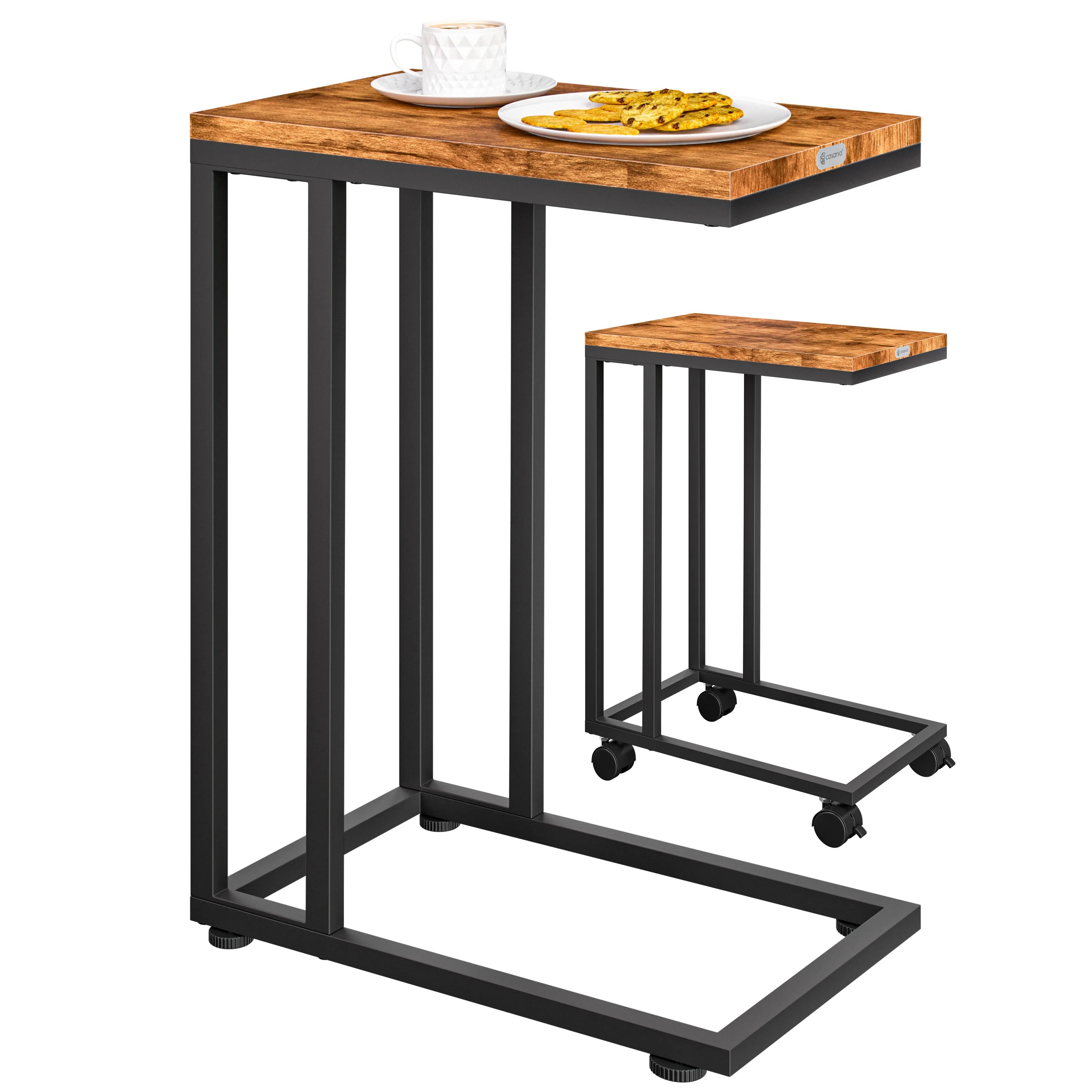 Beistelltisch Schwarz unterfahrbar 50x35x65/70cm mobil Rollen mit Bremse Beistelltisch Schwarz unterfahrbar 50x35x65/70cm mobil Rollen mit Bremse