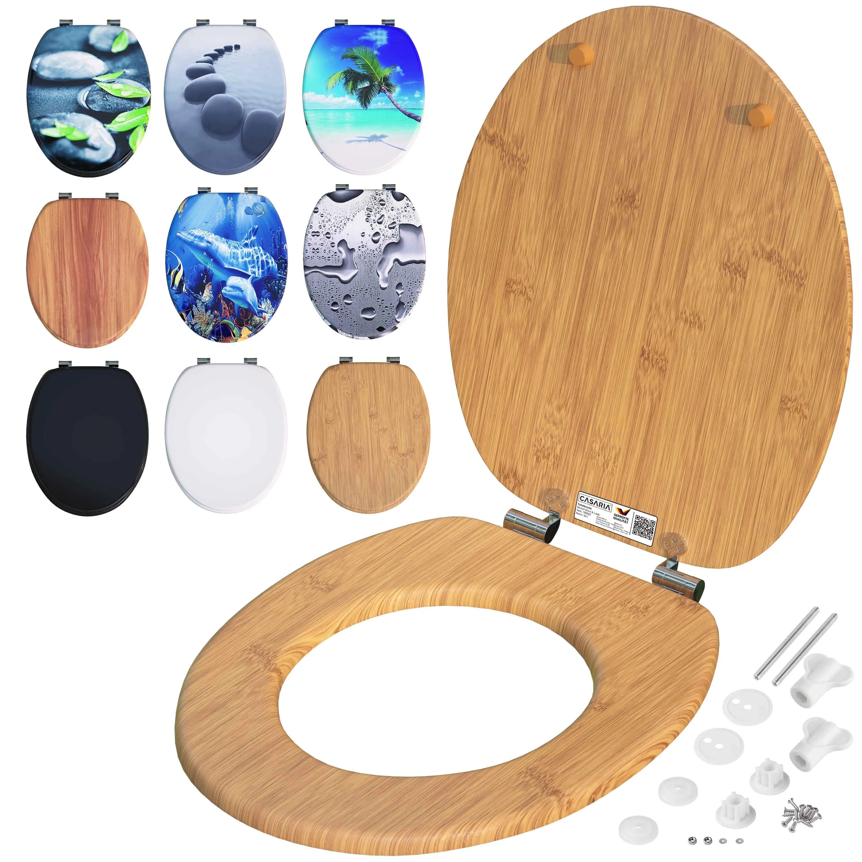 Toilettensitz Bambus mit Absenkautomatik MDF Toilettensitz Bambus mit Absenkautomatik MDF