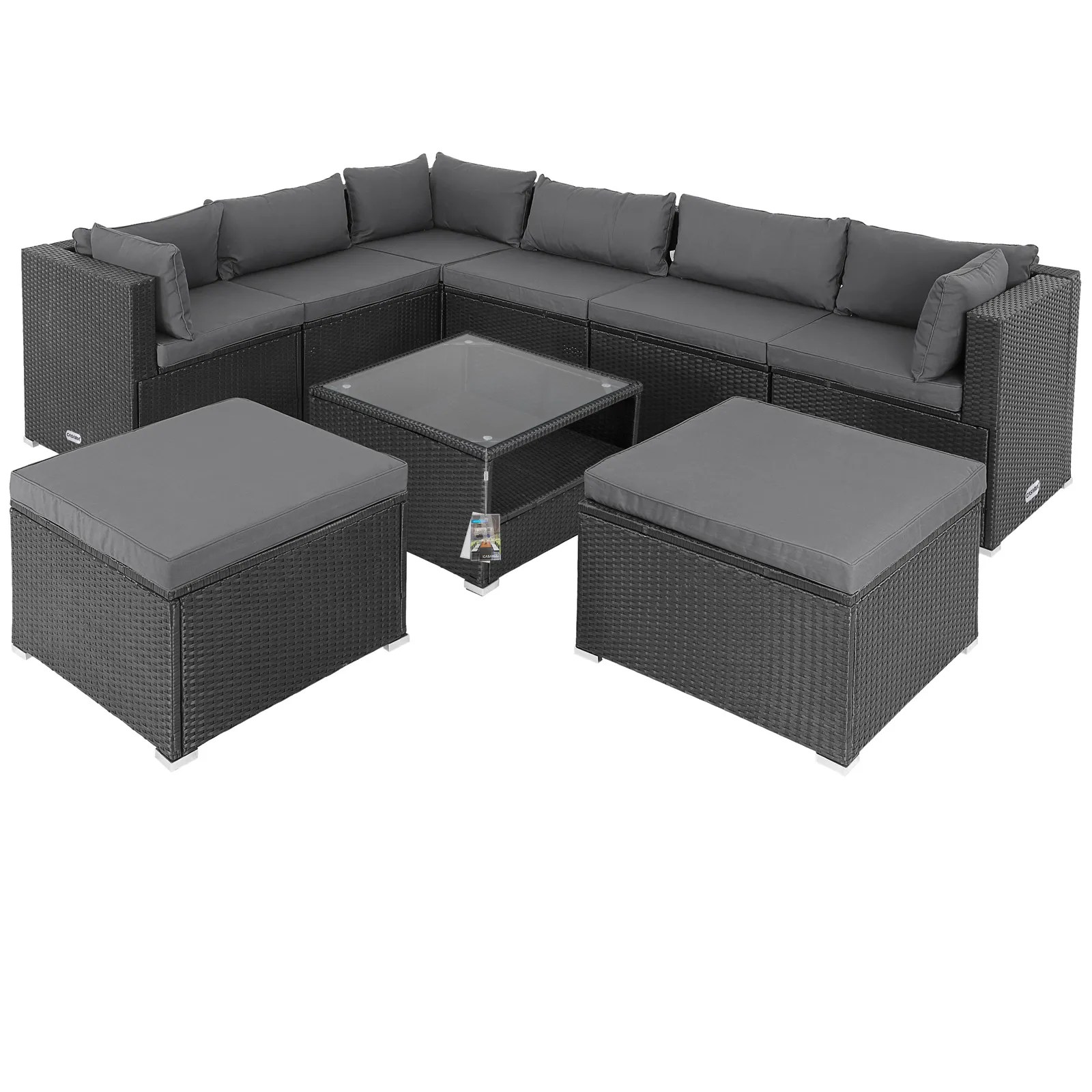 Polyrattan Ecklounge XXL Schwarz/Anthrazit inkl Kissen Polyrattan Ecklounge XXL Schwarz/Anthrazit inkl Kissen
