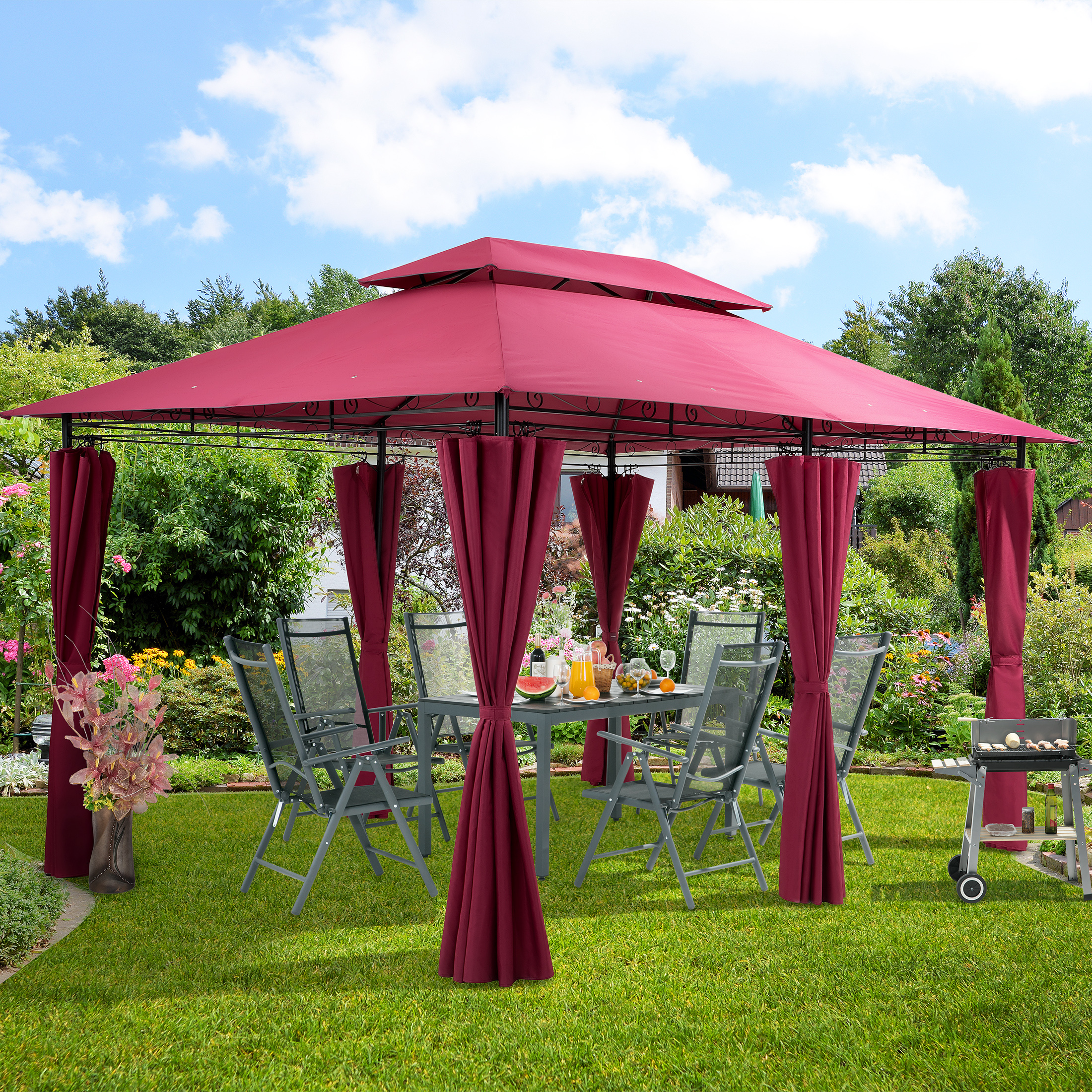 Pavillon Topas Bordeauxviolett 3x4m UV-Schutz 50+ – Bild 2