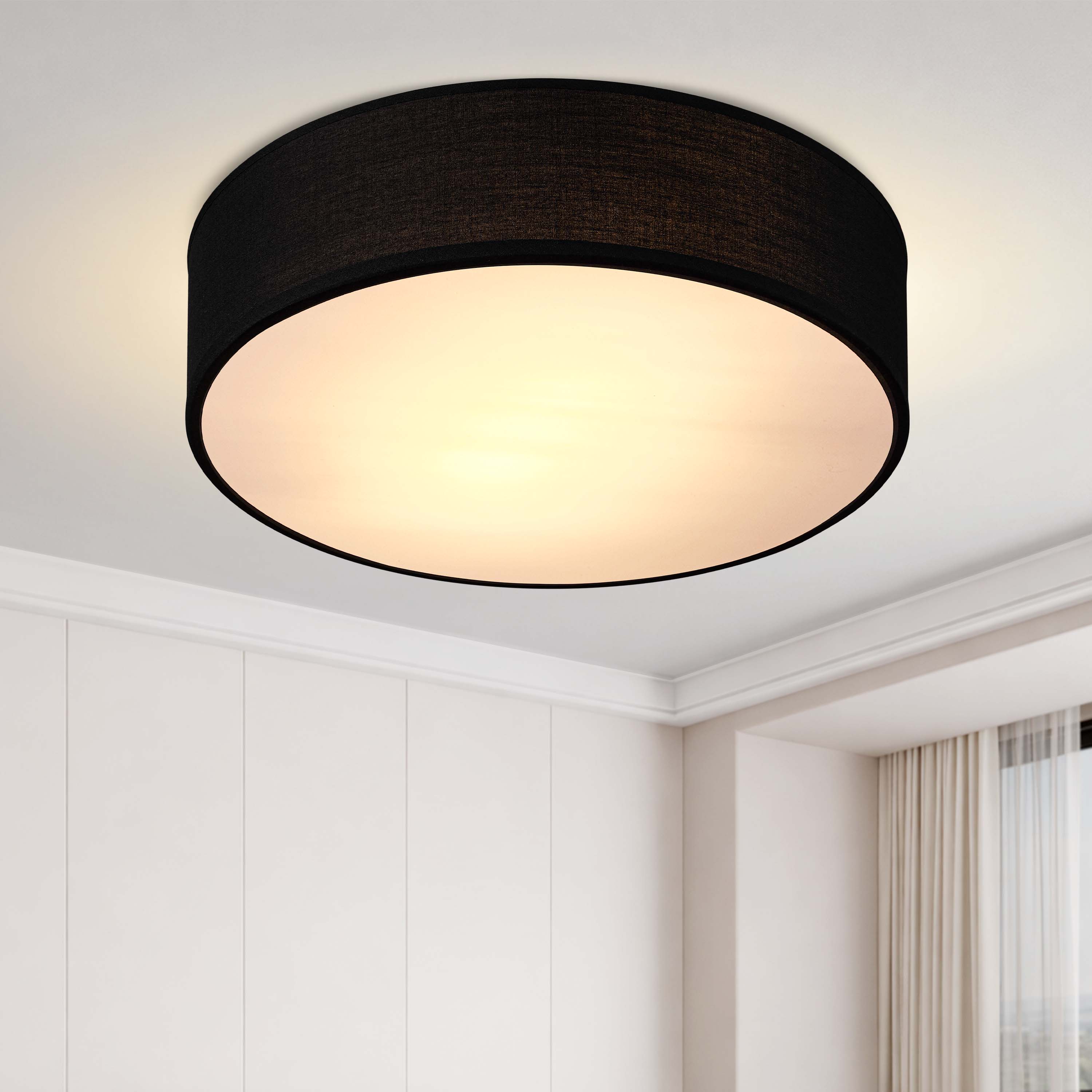 Deckenlampe Schwarz Stoff Ø38cm – Bild 2