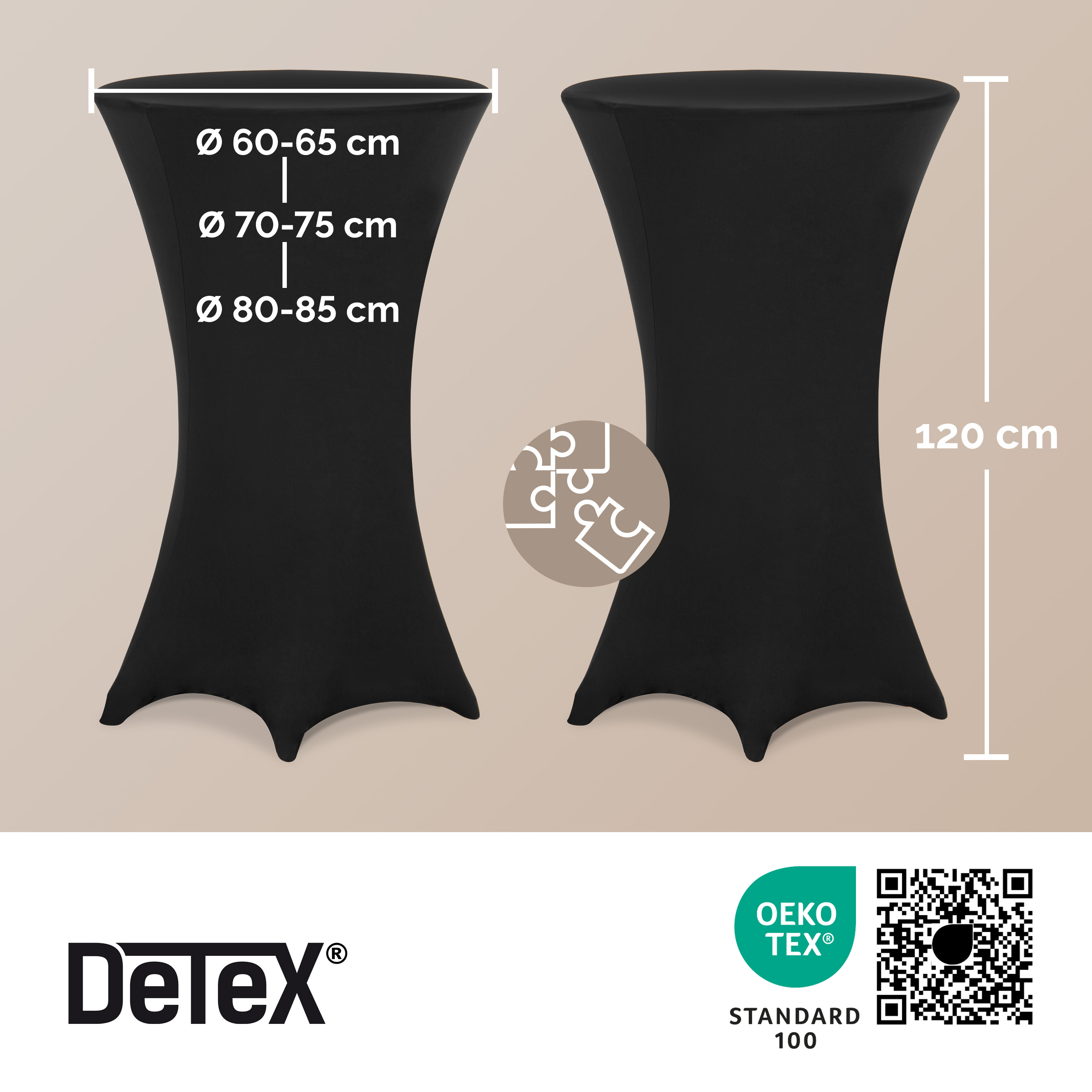 Stehtischhusse 5er-Set Schwarz Ø80 cm – Bild 2