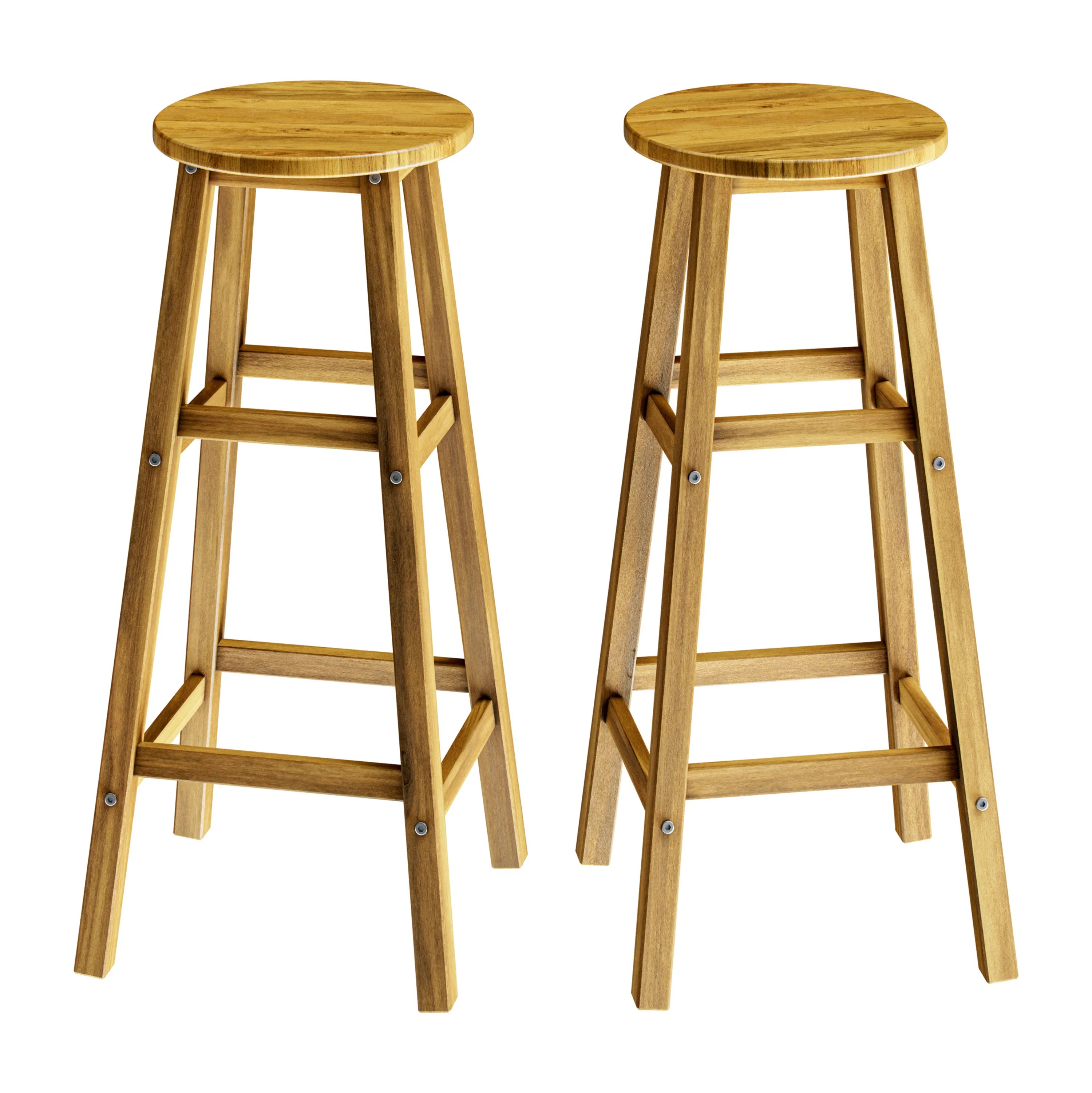Barhocker 2er-Set Akazienholz 76x34x34cm Barhocker 2er-Set Akazienholz 76x34x34cm