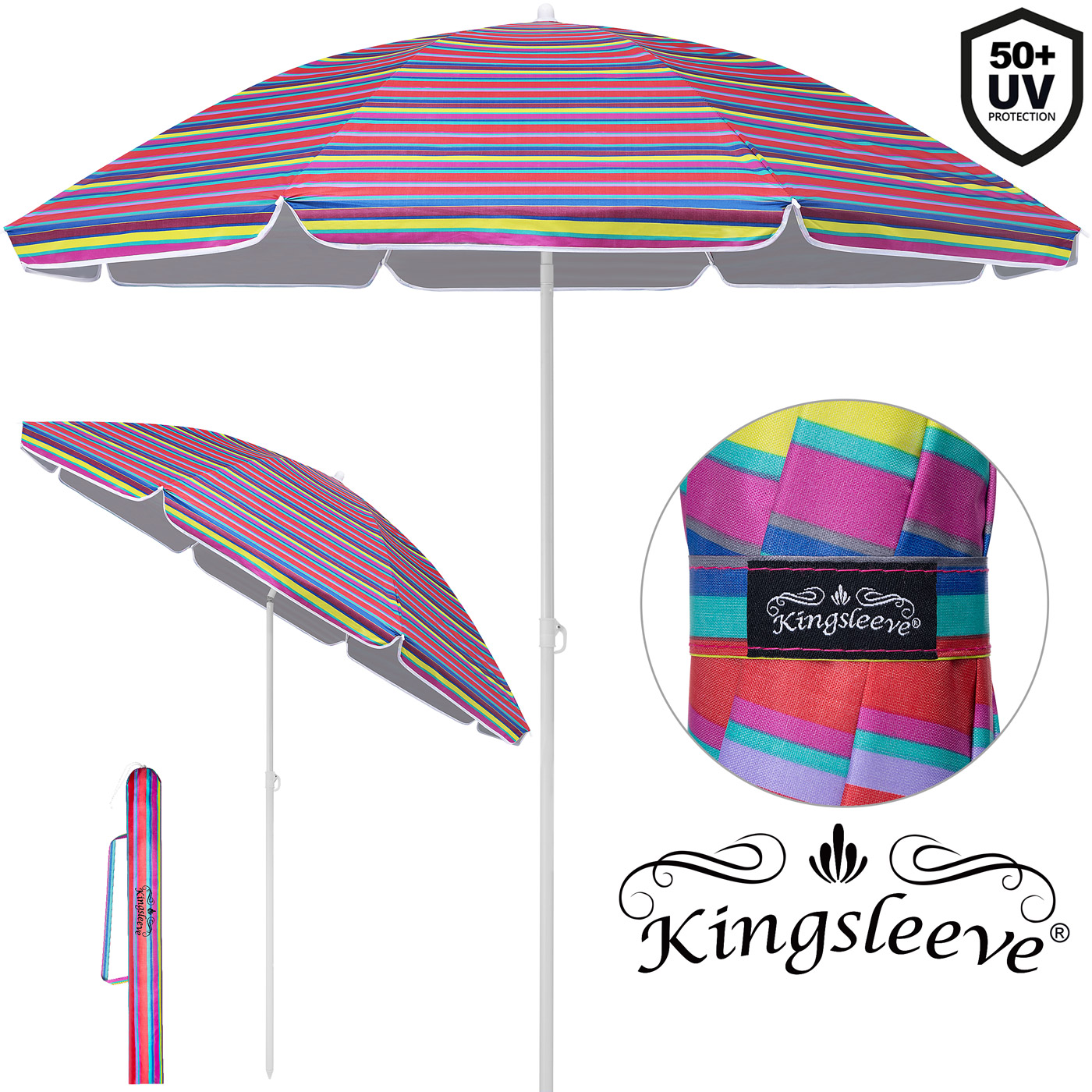 Sonnenschirm Crete Bunt 200cm UV-Schutz 50+ Neigefunktion – Bild 2