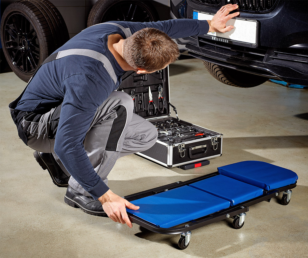 Kfz-Montageliege Rollbrett Blau 92x44x12cm umbaubar – Bild 2