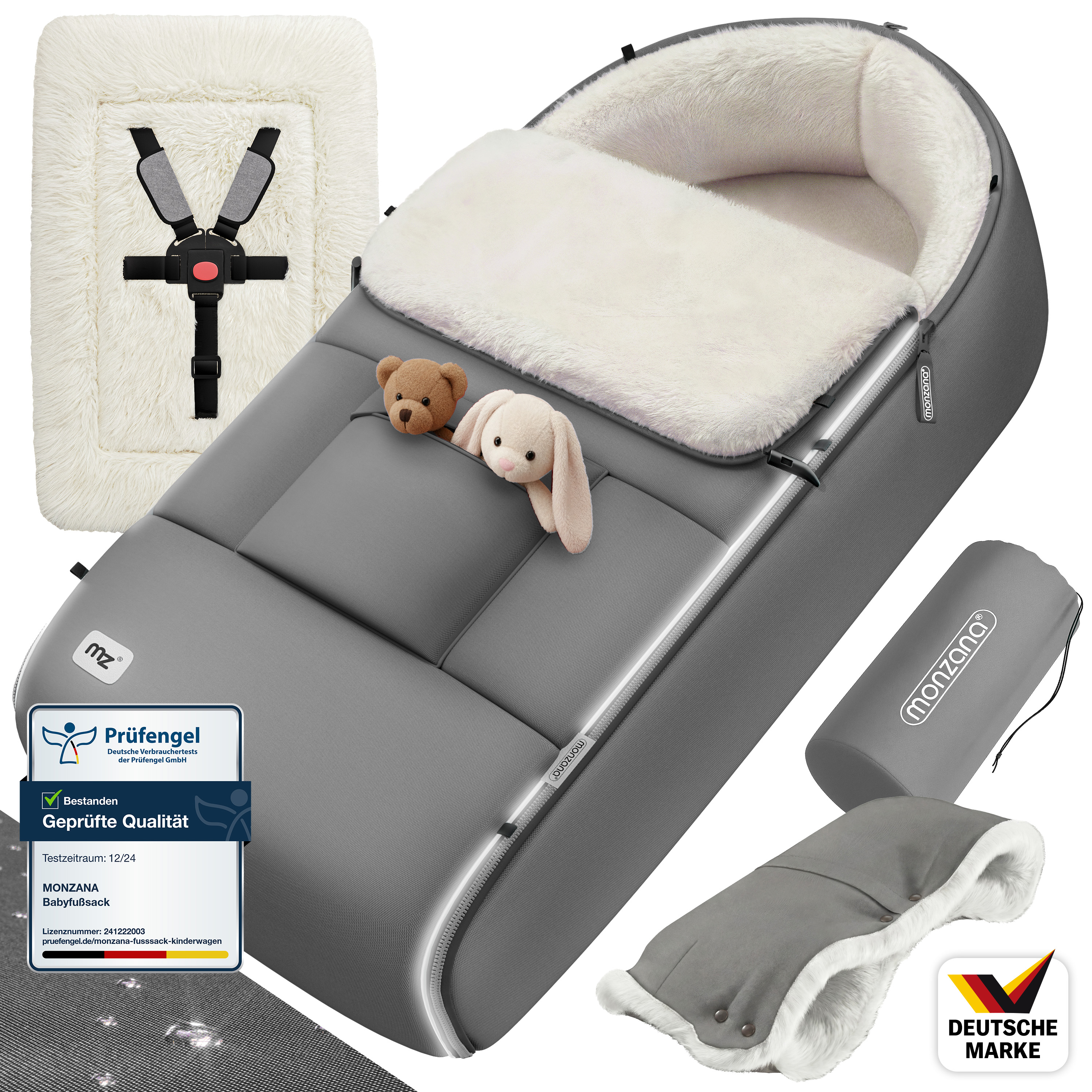 Babyfußsack Grau Kinderwagen geeignet mit Beutel – Bild 2