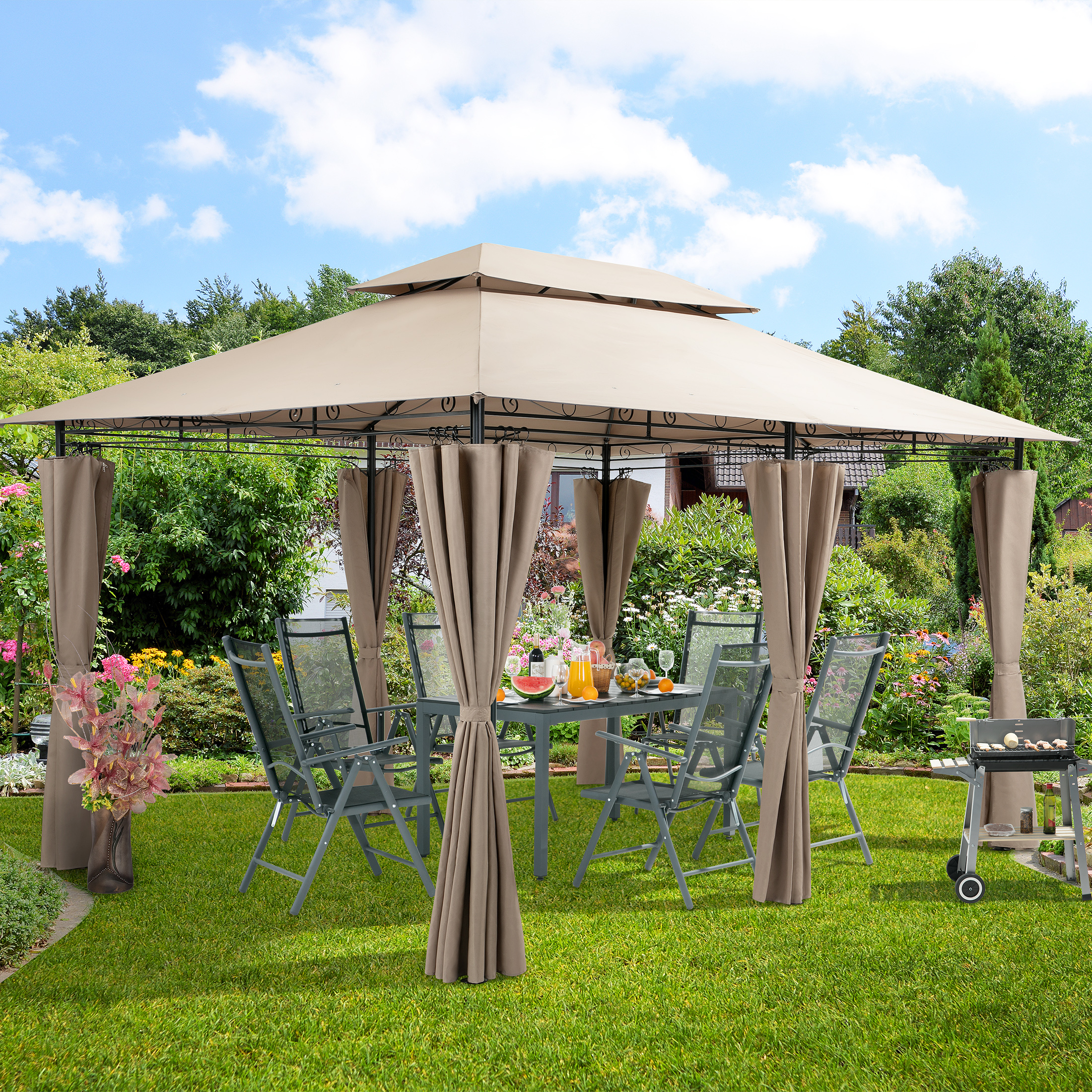 Pavillon Topas Taupe 3x4m UV-Schutz 50+ – Bild 2