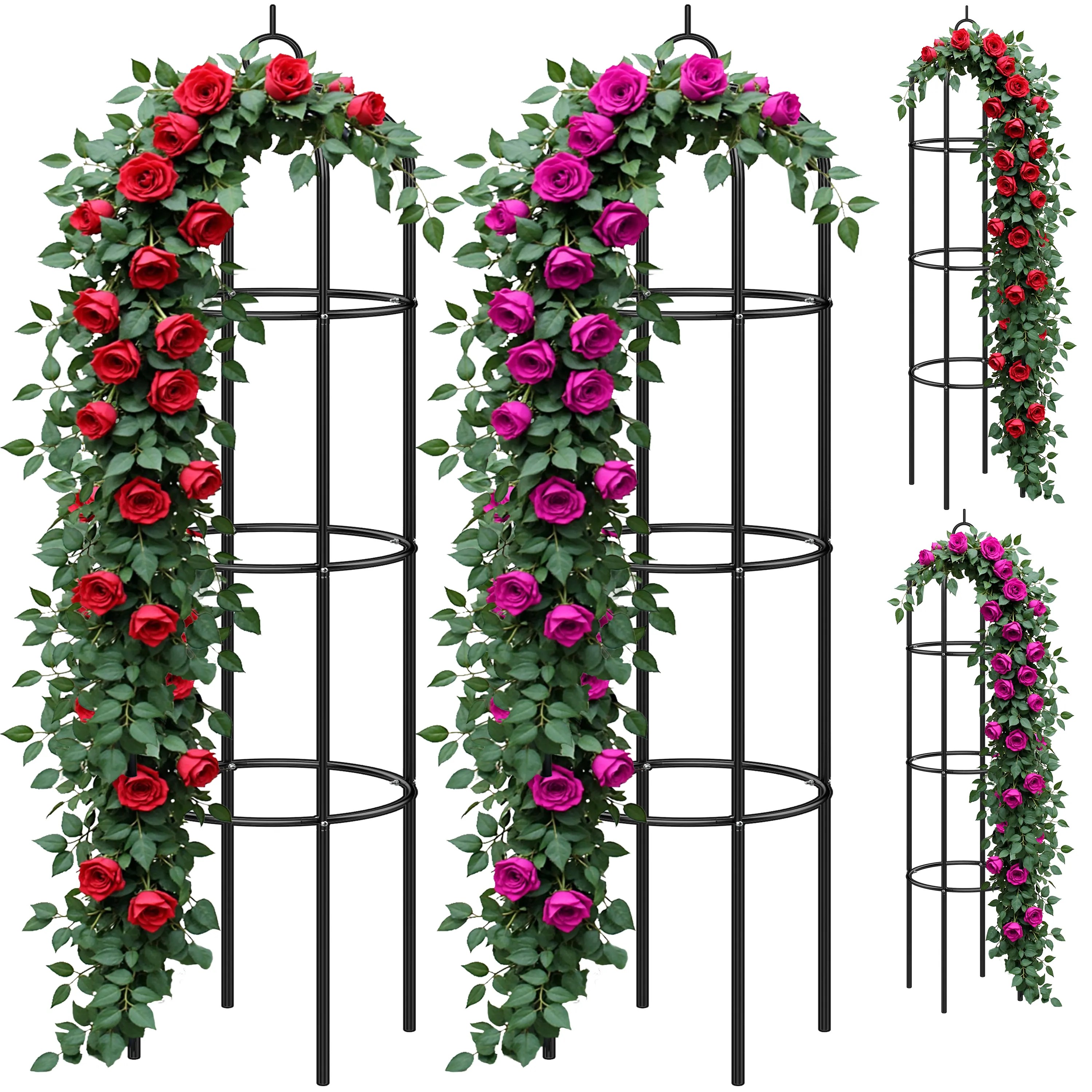 Rosensäule 4er-Set Schwarz 200x40cm Rosensäule 4er-Set Schwarz 200x40cm