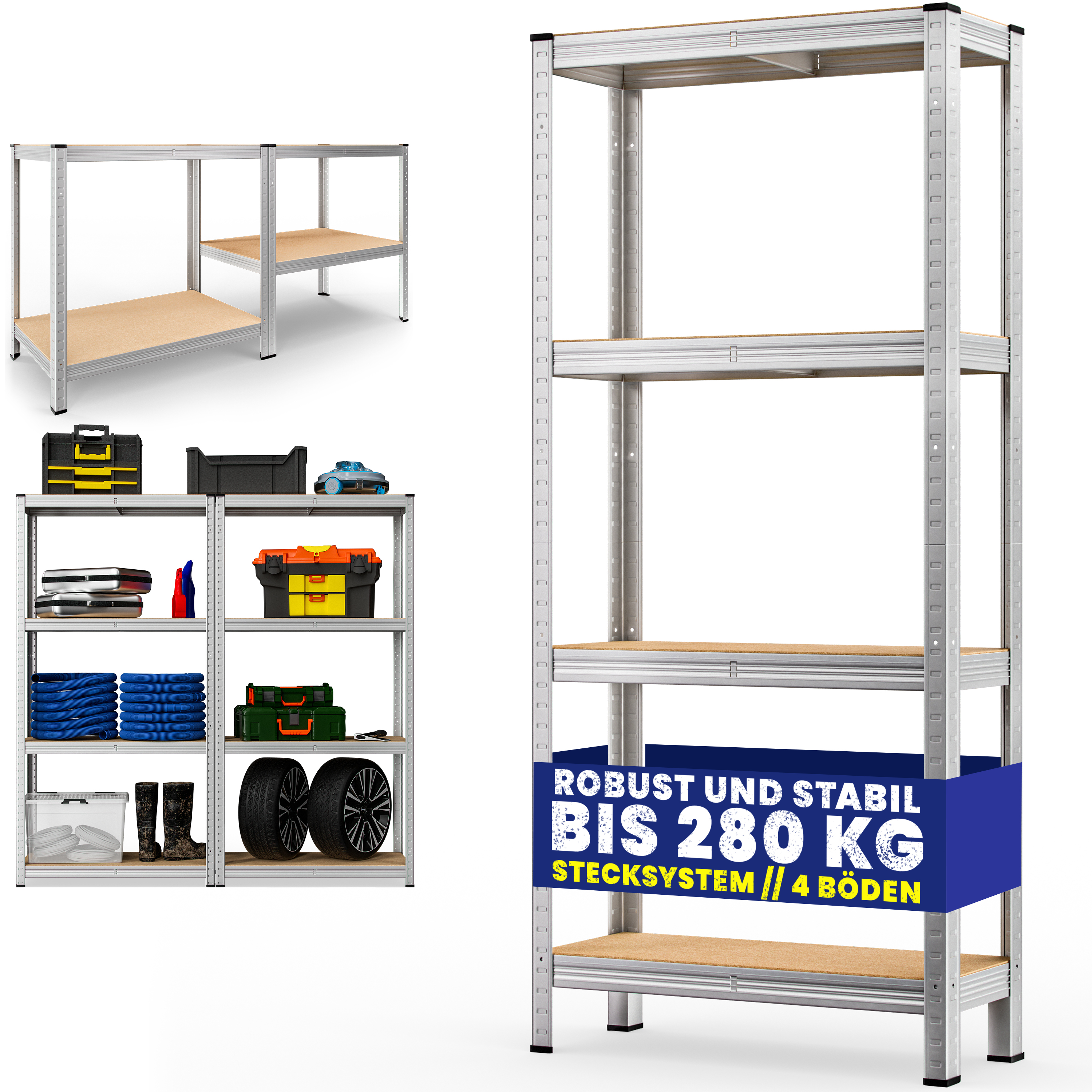 Schwerlastregal 170x75x30cm verzinkt 280kg – Bild 2