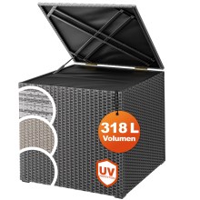 Gartenbox Polyrattan 318L Schwarz mit Innenverkleidung wetterfest Gartenbox Polyrattan 318L Schwarz mit Innenverkleidung wetterfest