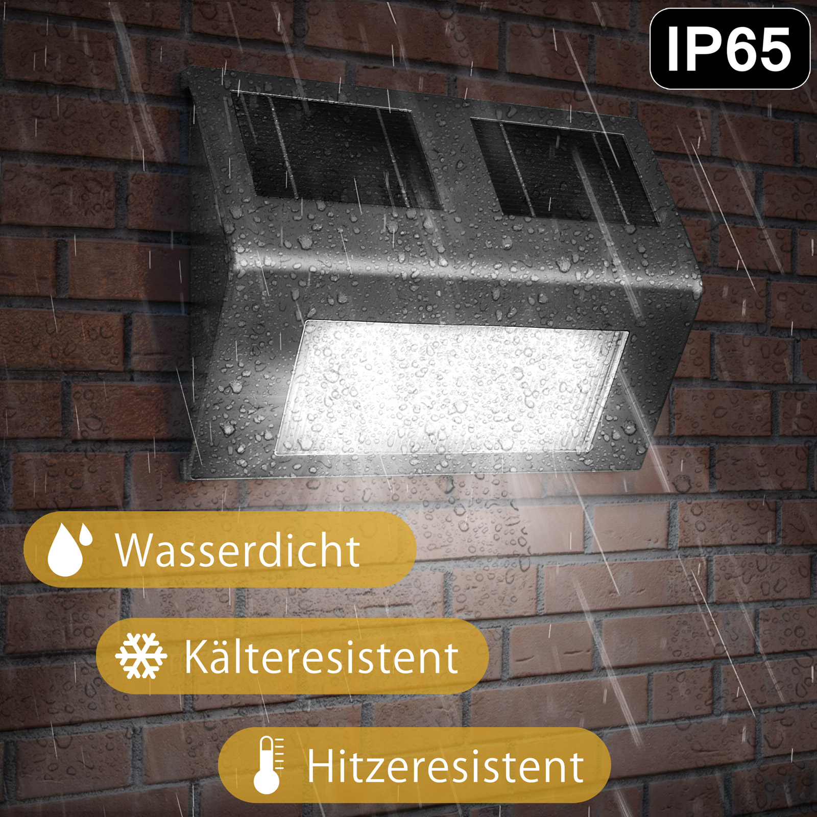 LED Solar Wandleuchte Edelstahl IP65 – Bild 2