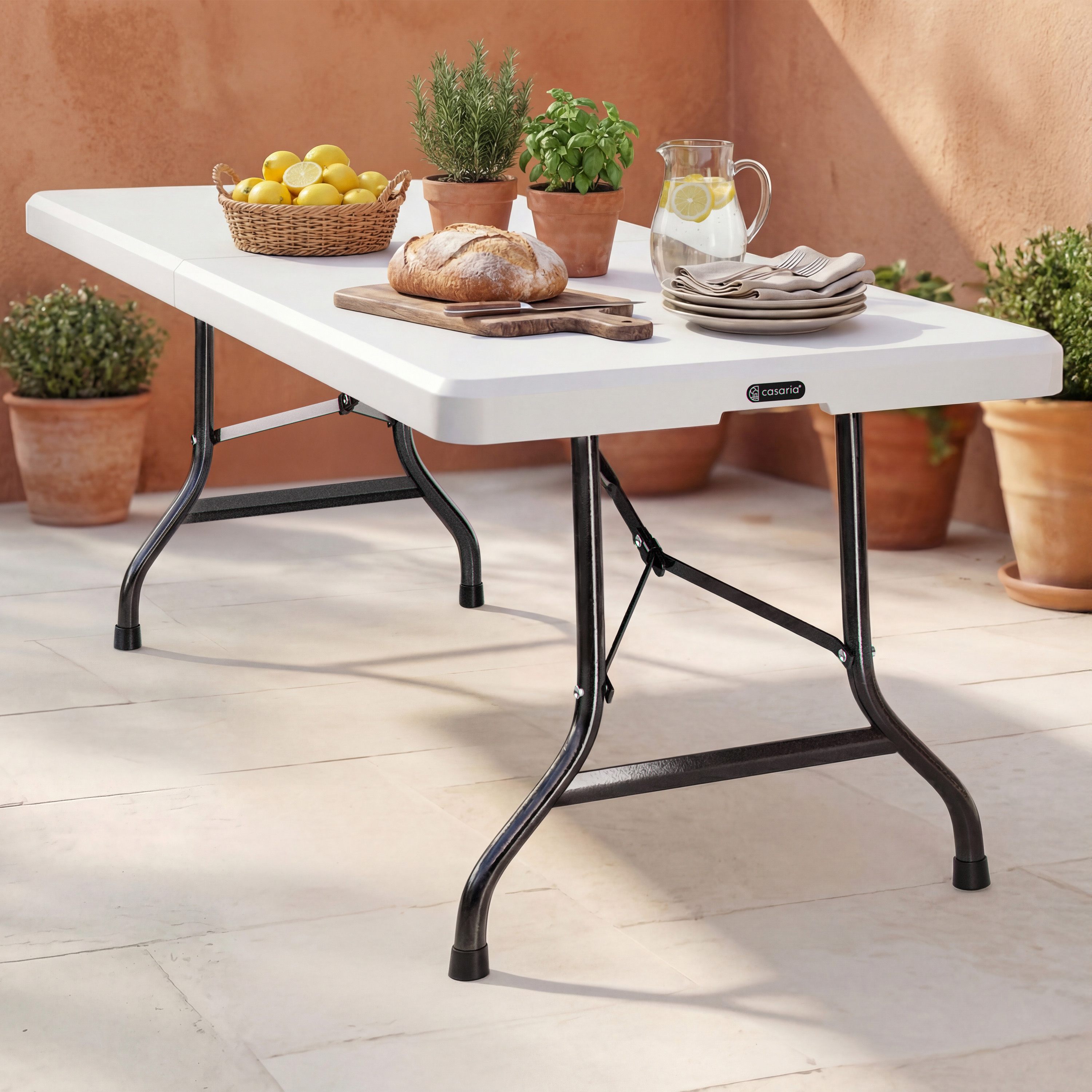 Gartentisch Weiß Kunststoff 220x70x72cm klappbar – Bild 2