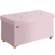 Sitzbank Rosa Samt 76x38x42cm mit Stauraum faltbar Sitzbank Rosa Samt 76x38x42cm mit Stauraum faltbar
