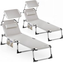 Gartenliege Malta 2er-Set Creme 210x61x35cm Alu Sonnendach Gartenliege Malta 2er-Set Creme 210x61x35cm Alu Sonnendach