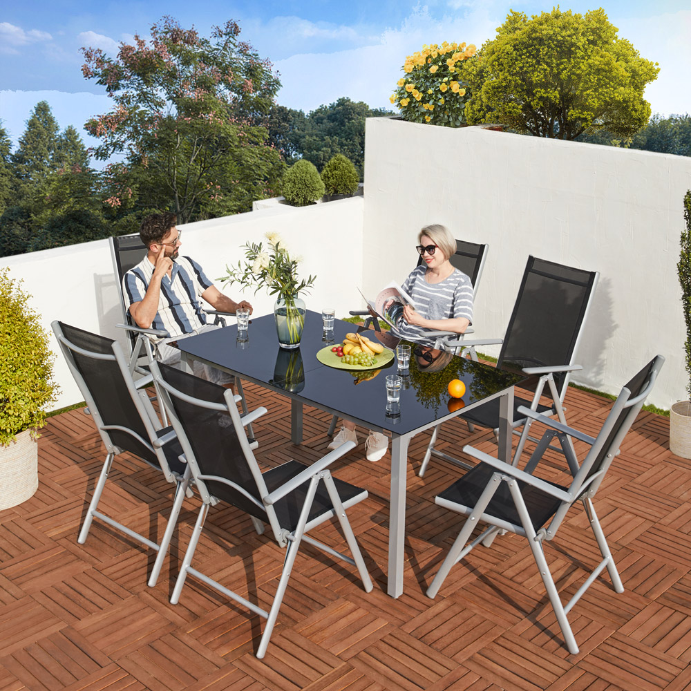 Garten-Sitzgruppe Bern 7-tlg Silber Alu – Bild 2