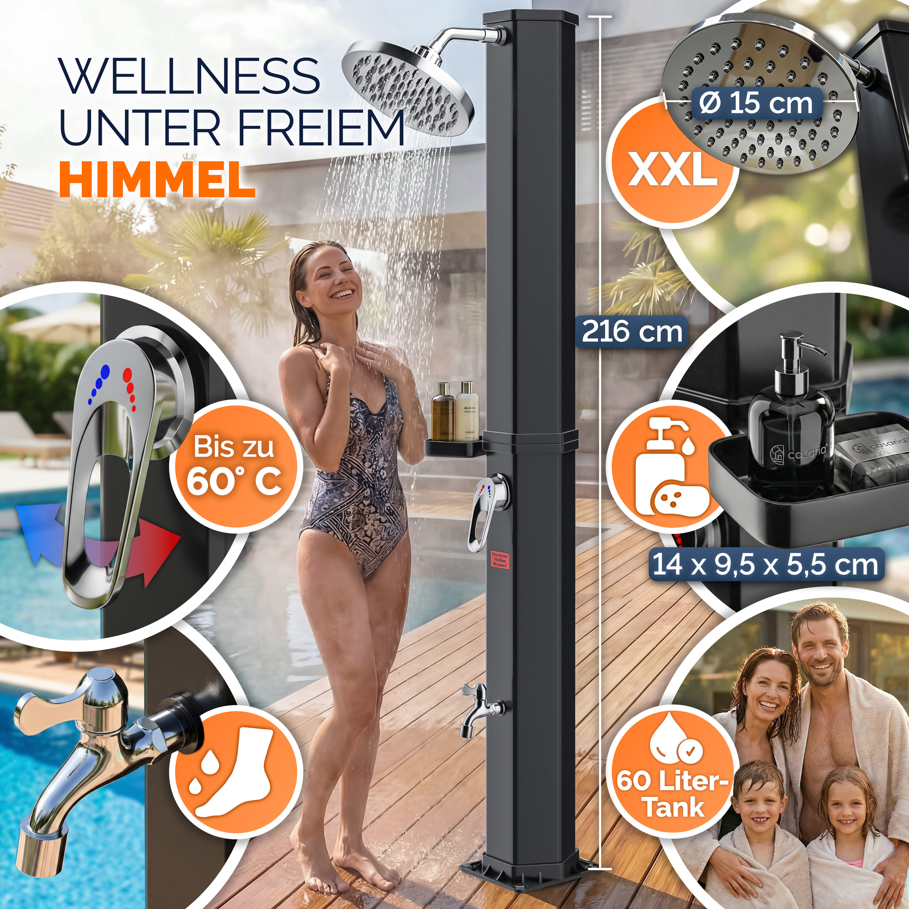 Solardusche Schwarz 60L – Bild 2