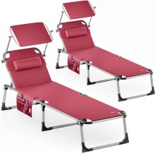 Gartenliege Malta 2er-Set Rot 210x61x35cm Alu Sonnendach Gartenliege Malta 2er-Set Rot 210x61x35cm Alu Sonnendach