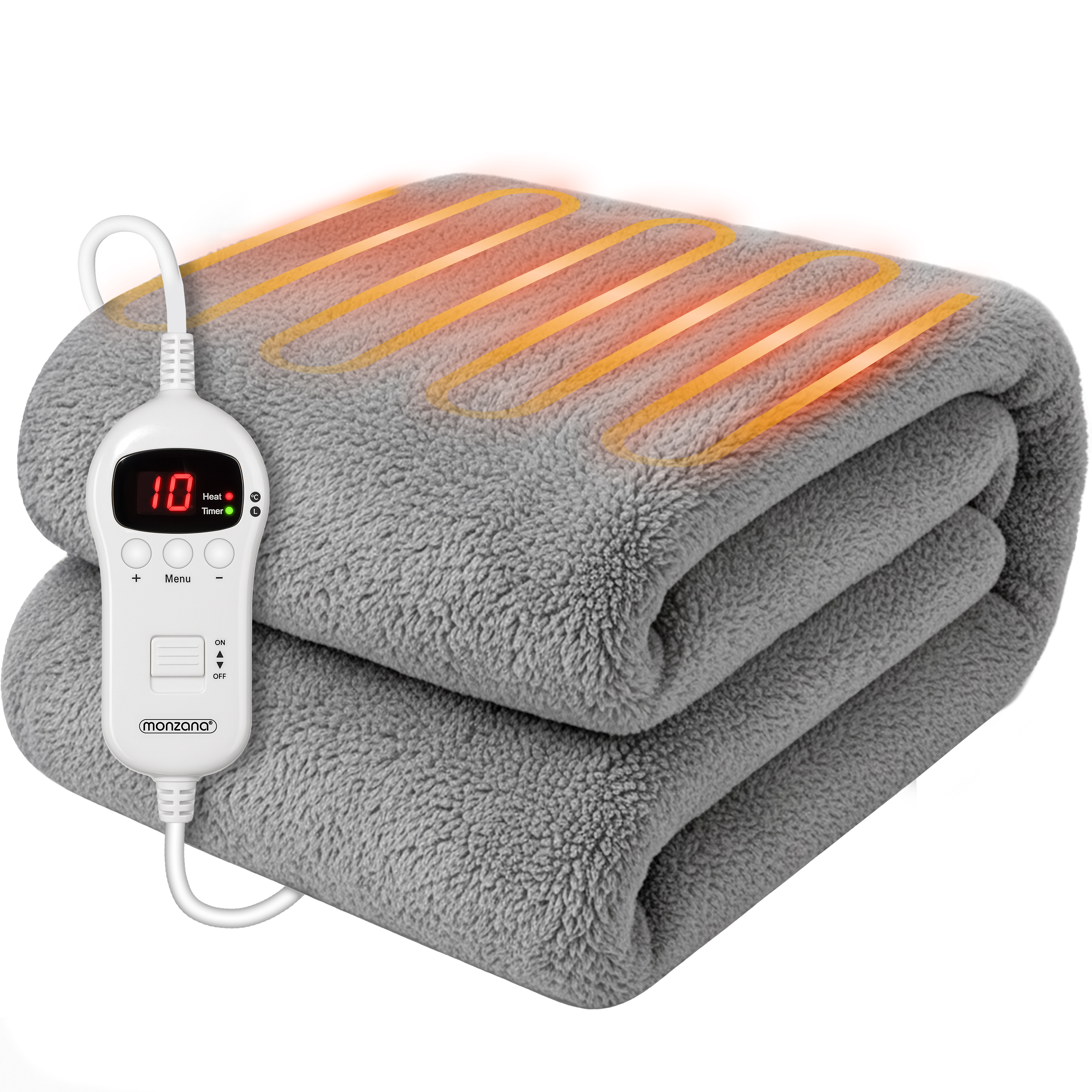 Heizdecke Fleece Grau 180x130cm – Bild 2