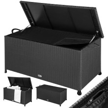 Gartenbox Polyrattan Schwarz 117x53x60cm mit Griffen & Rollen Gartenbox Polyrattan Schwarz 117x53x60cm mit Griffen & Rollen