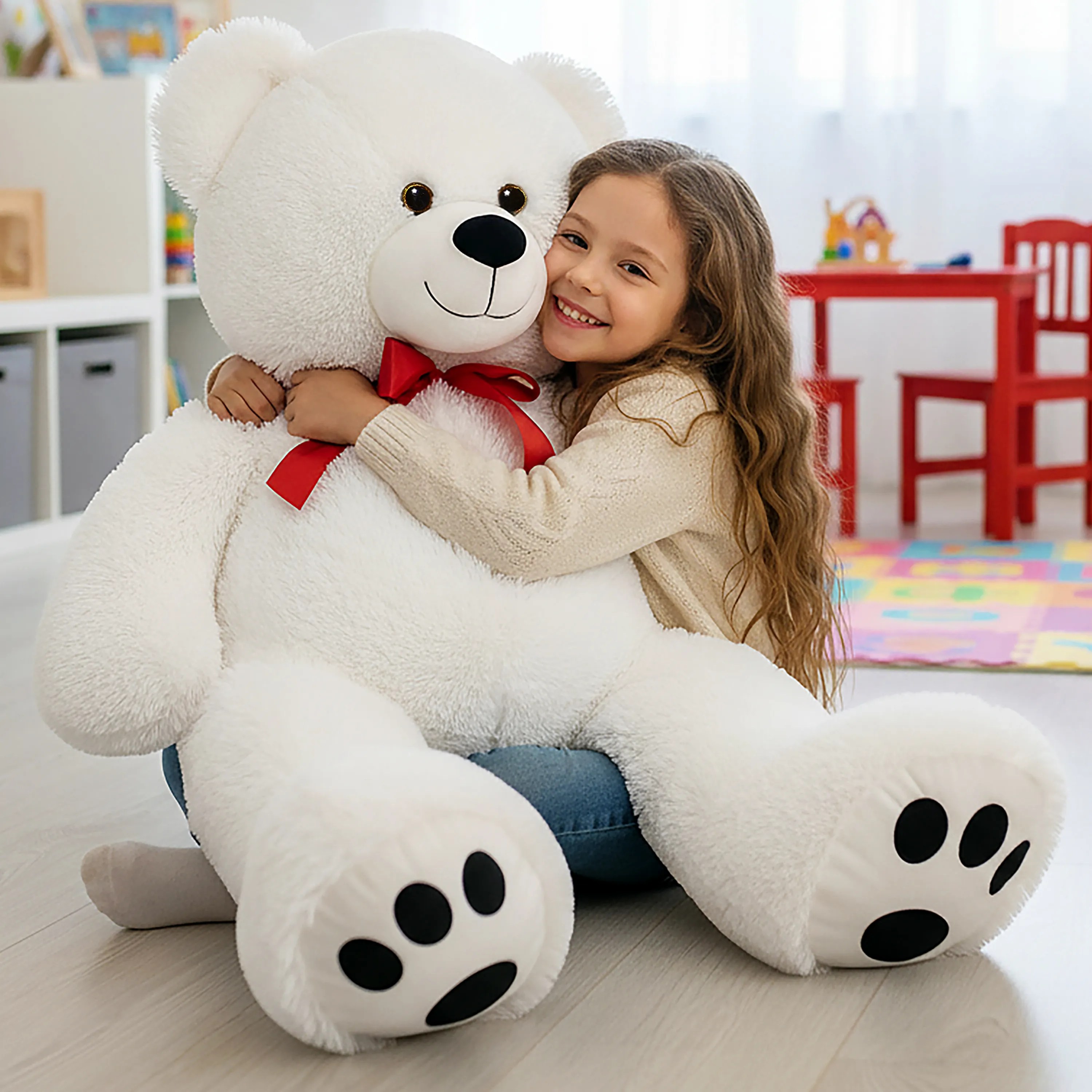 Plüschtier Teddybär XL Weiß 100cm Plüschtier Teddybär XL Weiß 100cm