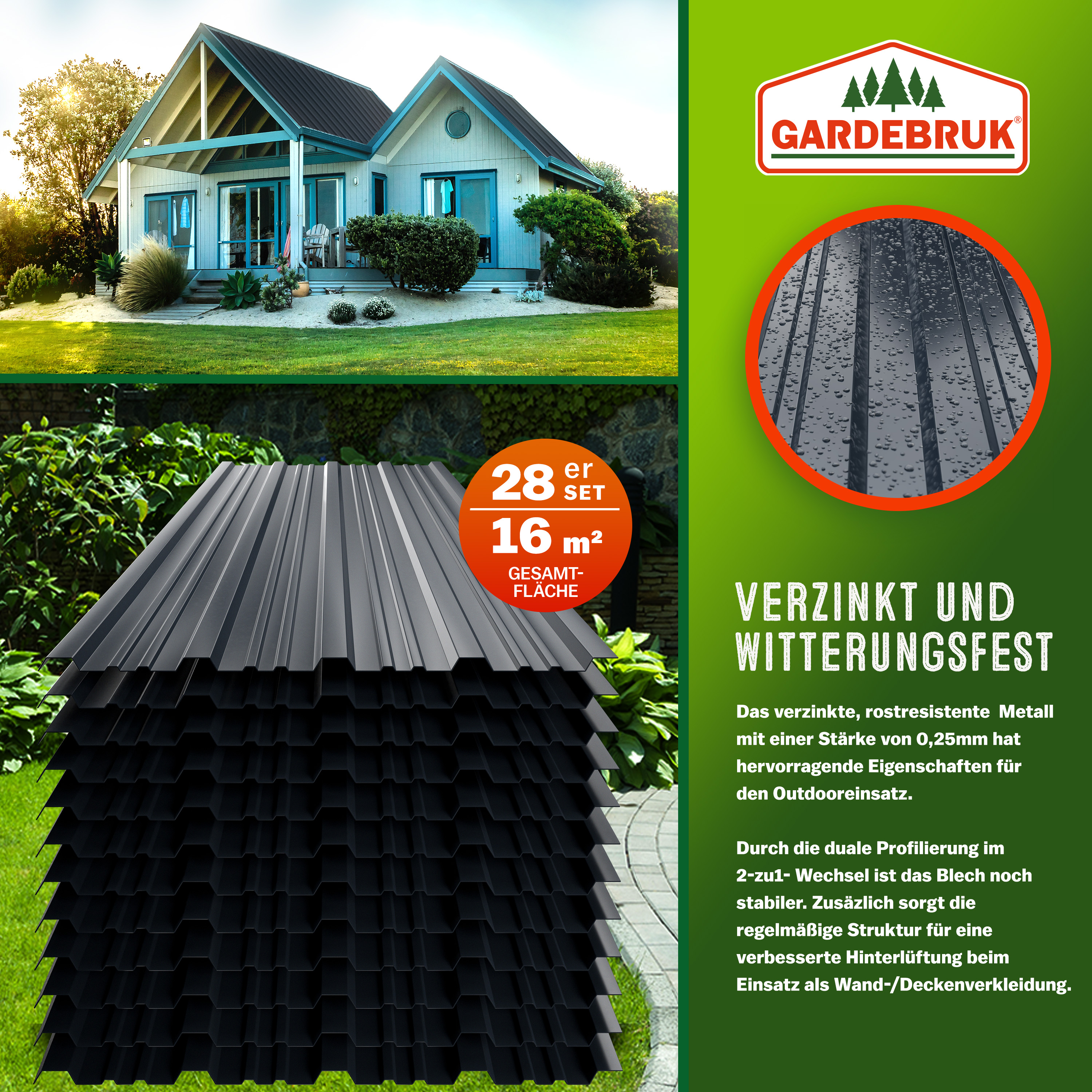 Trapezblech 28er-Set Anthrazit 110x46cm – Bild 2