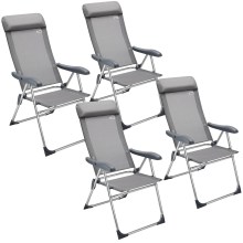 Gartenstuhl 4er-Set Silber Alu Gartenstuhl 4er-Set Silber Alu