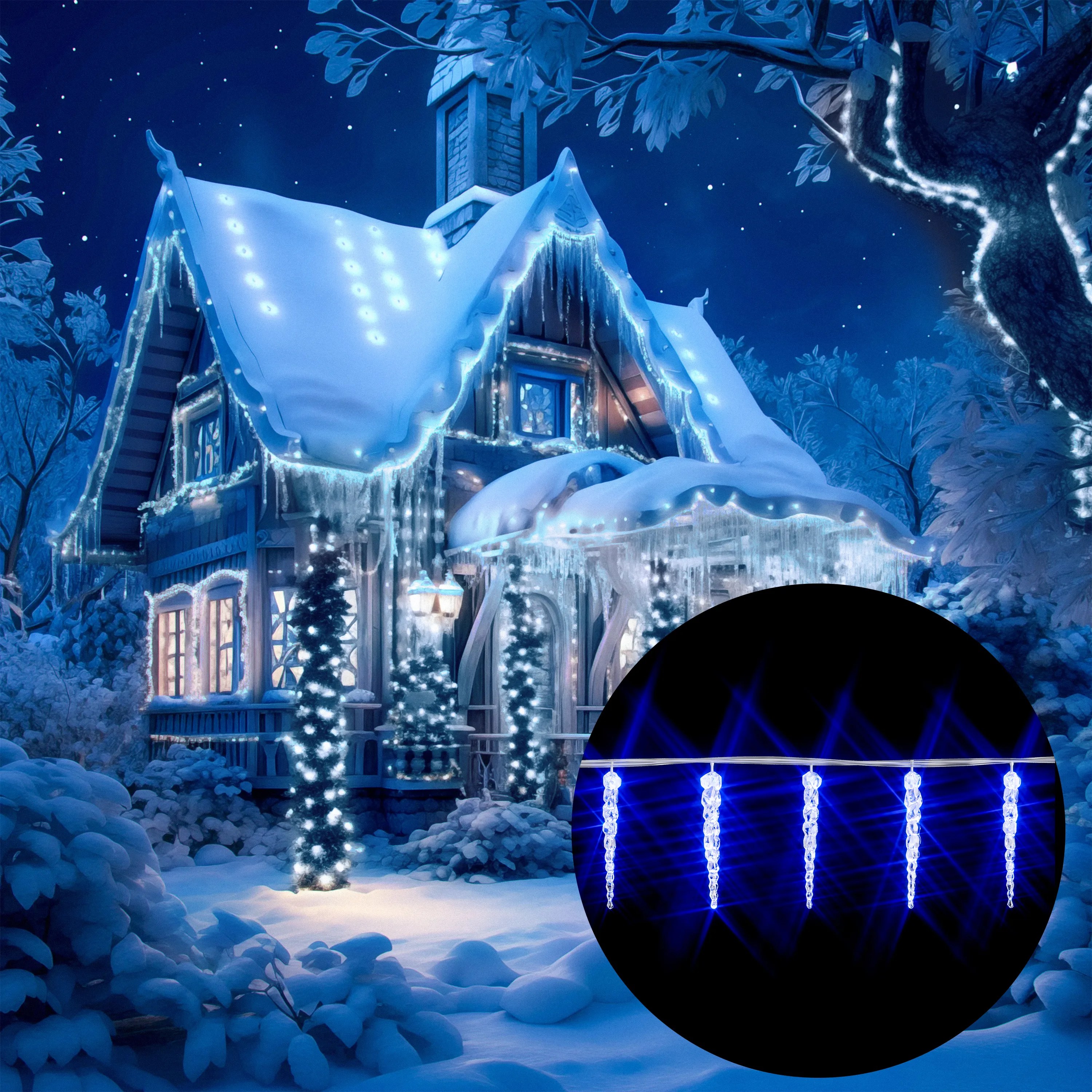 Lichterkette Weihnachten Eiszapfen Blau 13m Lichterkette Weihnachten Eiszapfen Blau 13m