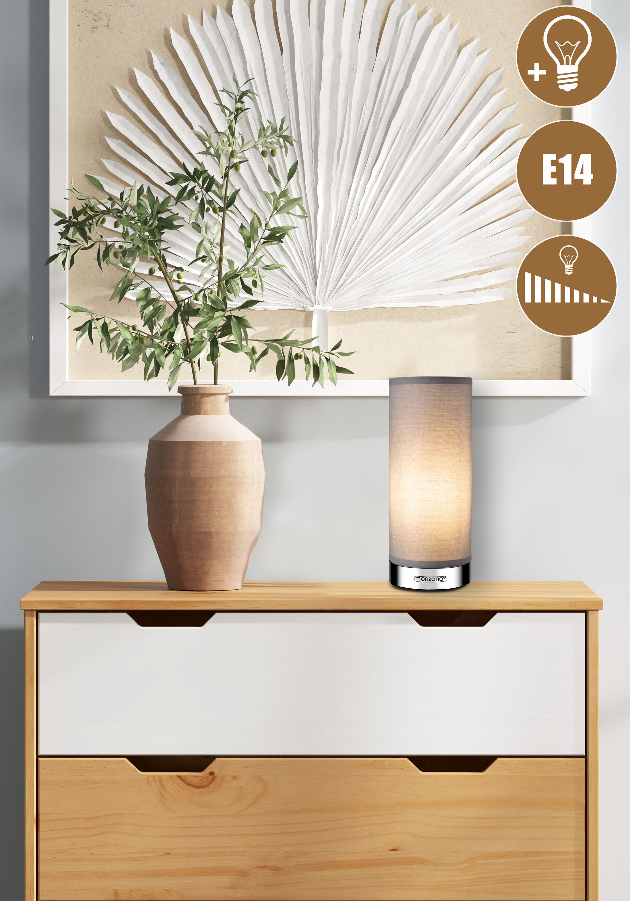 Tischlampe Poppy 2er-Set Grau Dimmbar – Bild 2