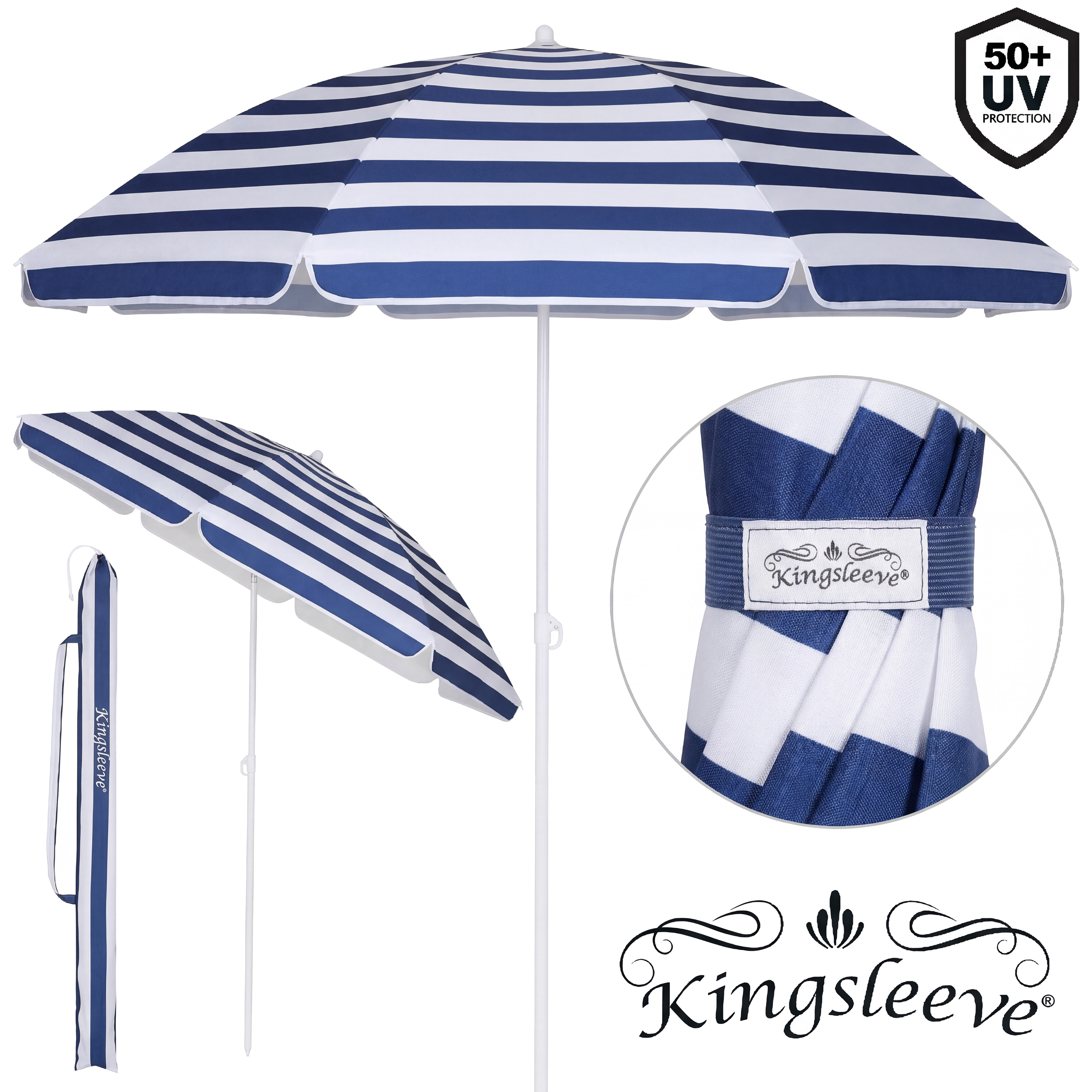 Sonnenschirm Cyprus Blau/Weiß 180cm UV-Schutz 50+ Neigefunktion Sonnenschirm Cyprus Blau/Weiß 180cm UV-Schutz 50+ Neigefunktion