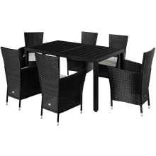 Sitzgruppe Polyrattan 7-tlg Schwarz WPC Sitzgruppe Polyrattan 7-tlg Schwarz WPC