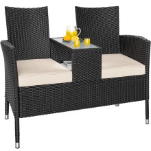 Polyrattan Kino Bank Schwarz 145x58x87cm Polyrattan Kino Bank Schwarz 145x58x87cm