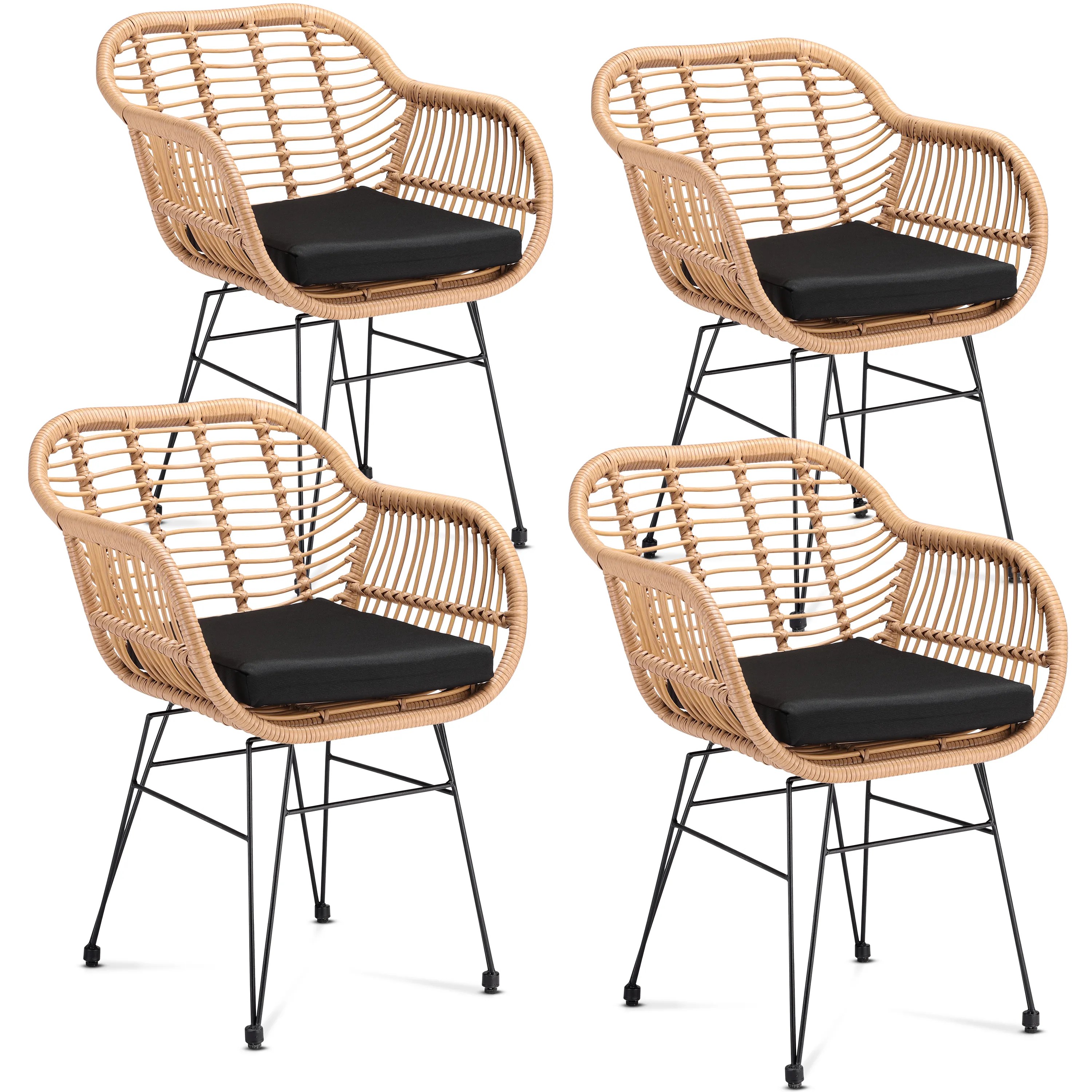 Polyrattan Korbsessel Bali 4er-Set Natur Polyrattan Korbsessel Bali 4er-Set Natur