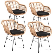 Polyrattan Korbsessel Bali 4er-Set Natur Polyrattan Korbsessel Bali 4er-Set Natur