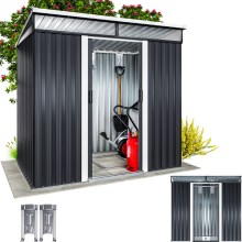 Geräteschuppen Anthrazit 200x125x180cm Schiebetür 2 Fenster 4 Haken Geräteschuppen Anthrazit 200x125x180cm Schiebetür 2 Fenster 4 Haken