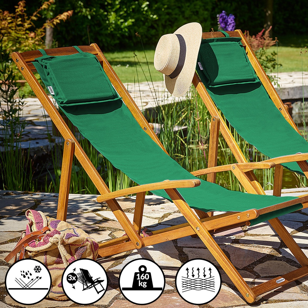 Gartenliege Grün Akazienholz 94x60x94cm – Bild 2