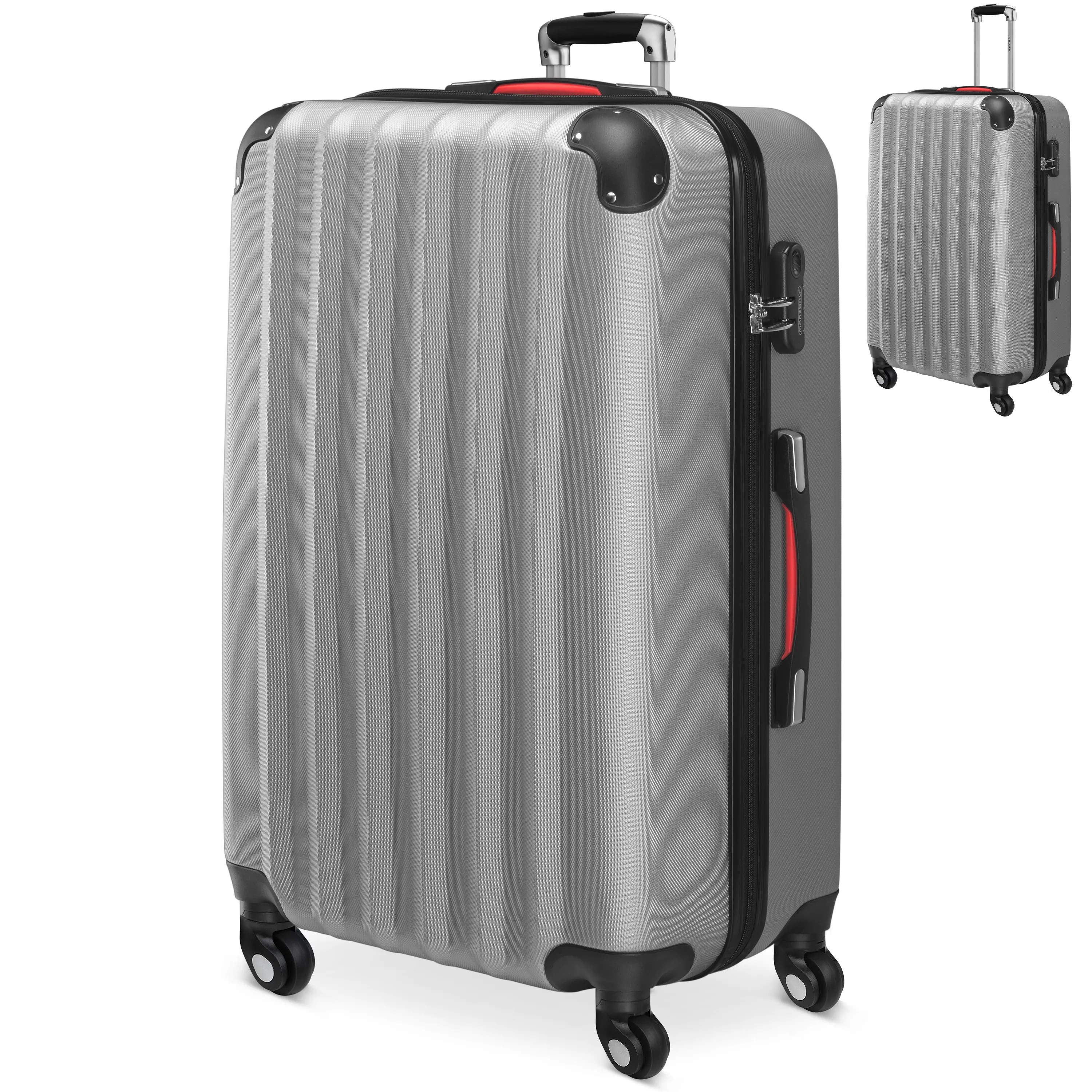 Hartschalenkoffer XL Rollen 360º Reisekoffer 90L Silber ABS Hartschalenkoffer XL Rollen 360º Reisekoffer 90L Silber ABS