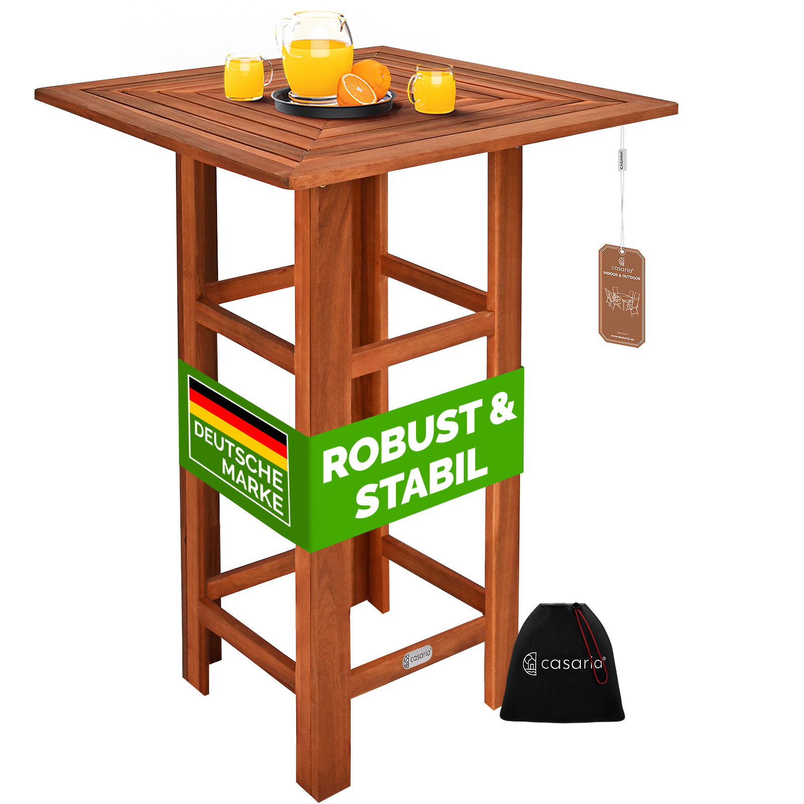Stehtisch Akazienholz quadratisch 75x75x110cm stabil Braun – Bild 2